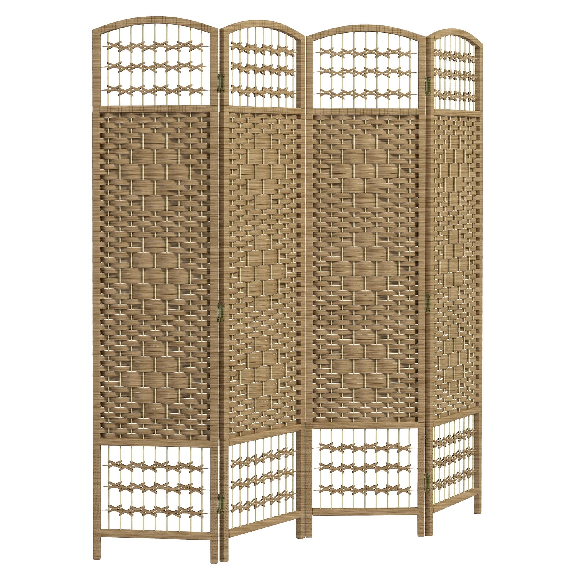 Natural Woven Room Partition, 4 Panel Folding Screen
