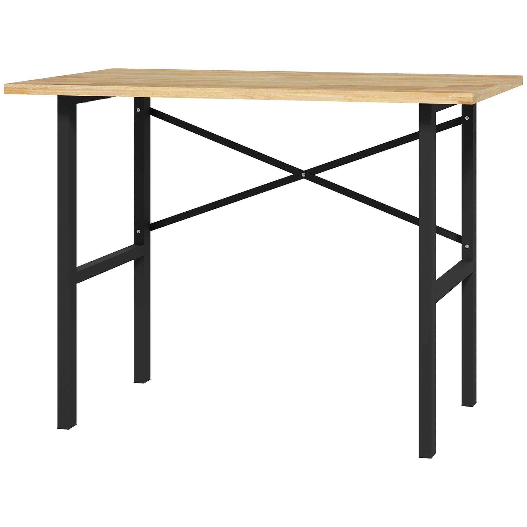 Natural Oak Workbench, X-Braced 116 cm Work Surface