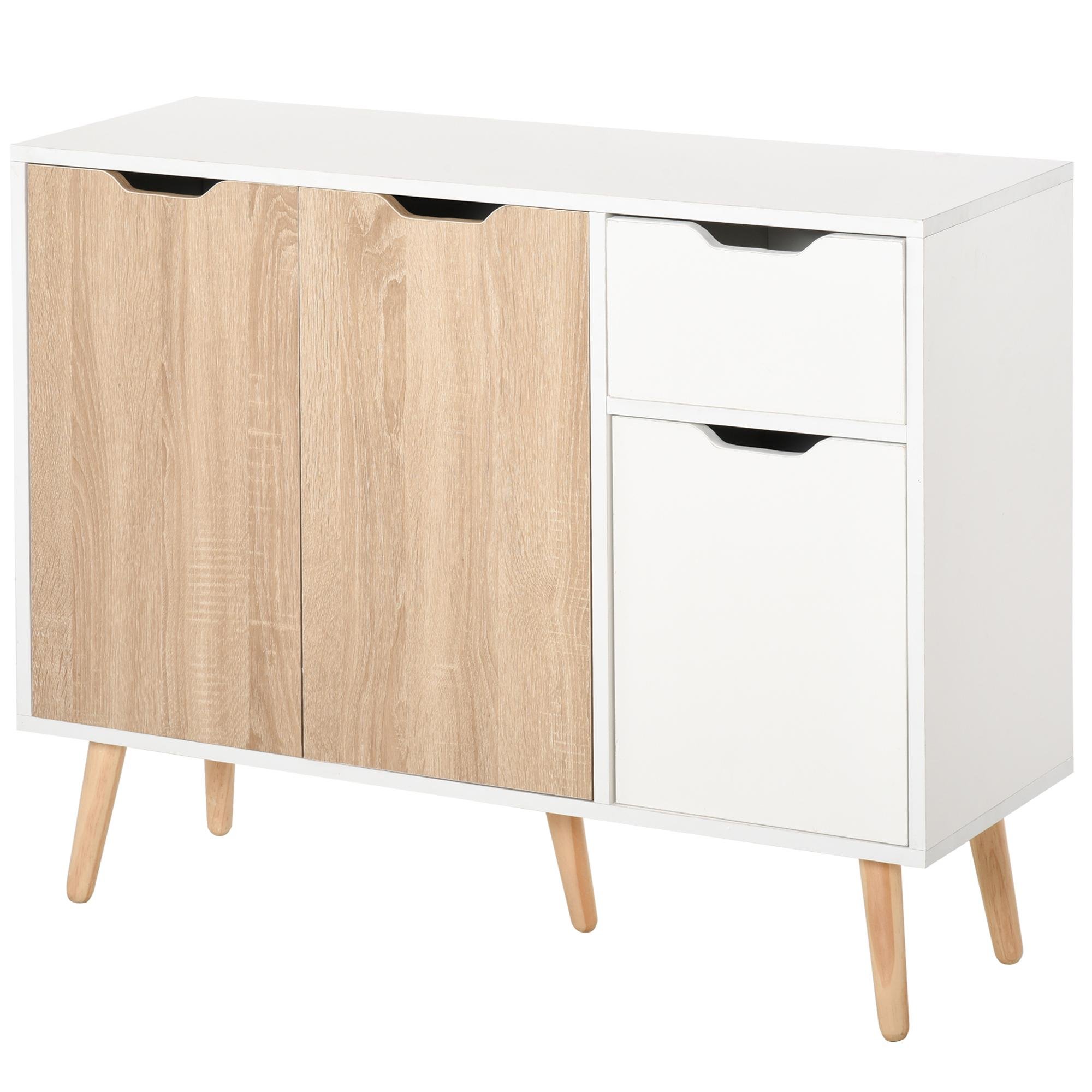 Natural White Storage Cabinet with Drawer and Cabinets