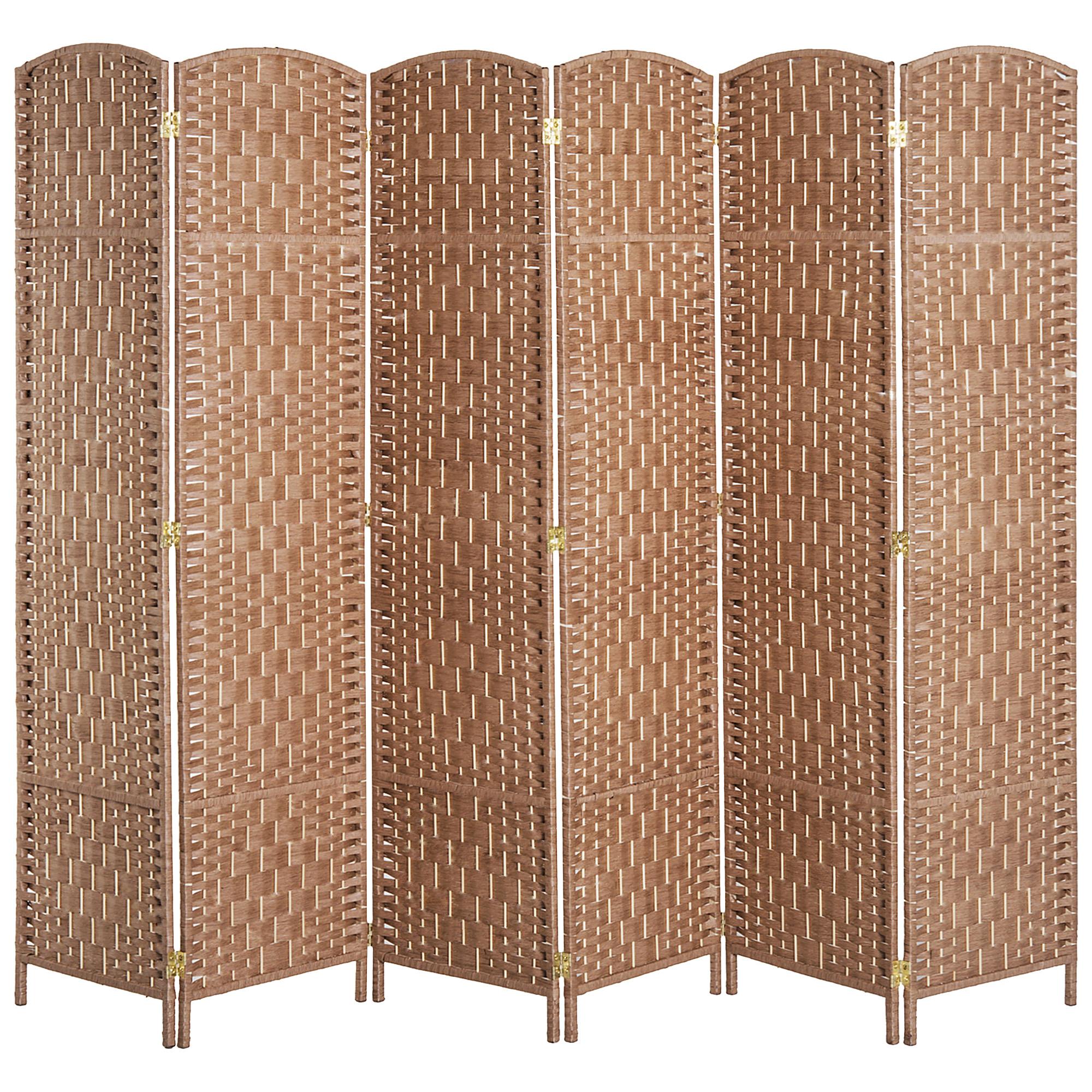 Natural Wicker Six Panel Screen, Folding Room Divider