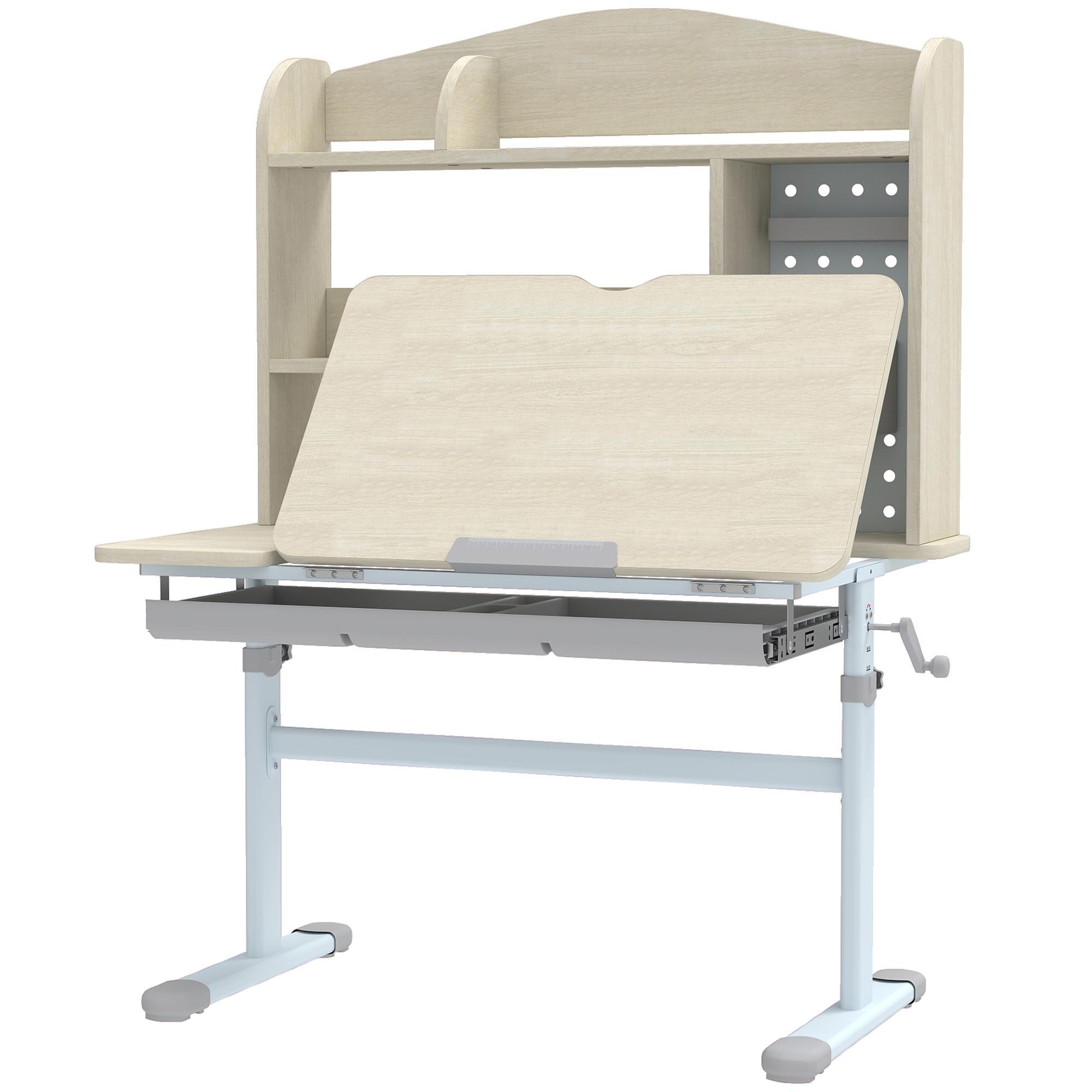Natural Wood Adjustable Kids Desk with Tilt Top