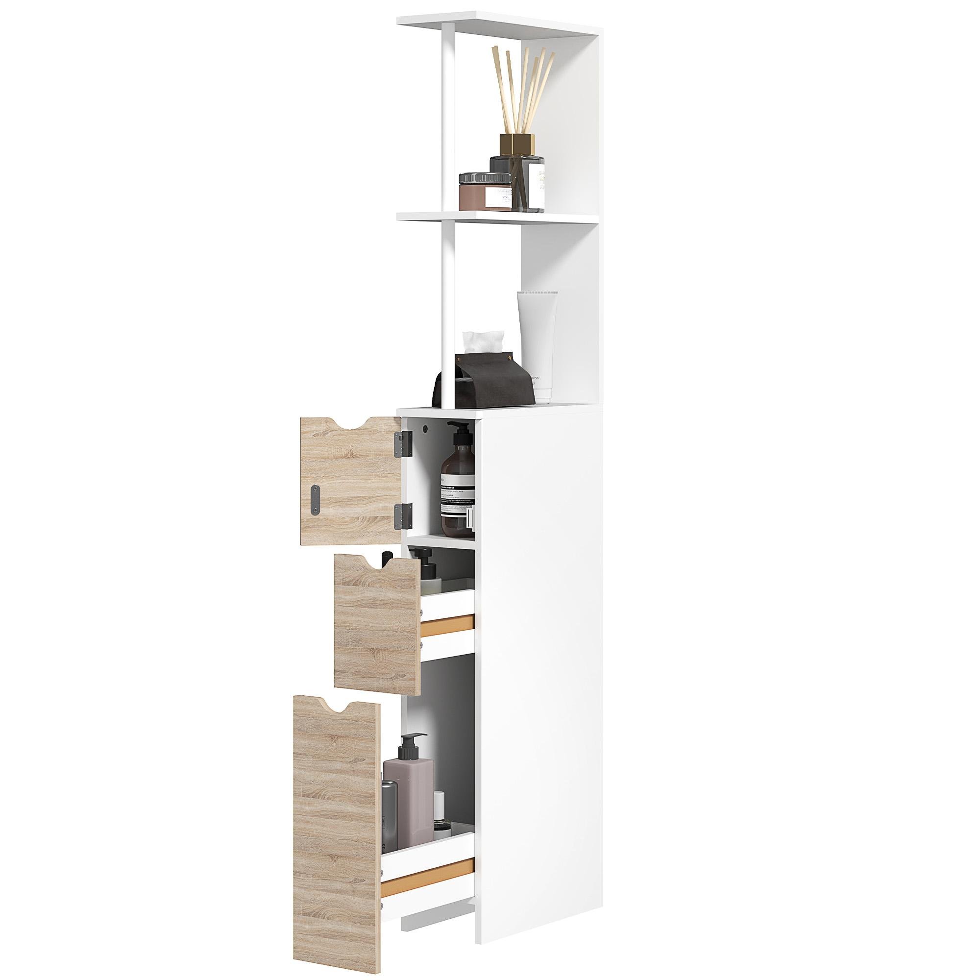 Natural Wood Bathroom Cabinet with Slim 5.9 in Profile