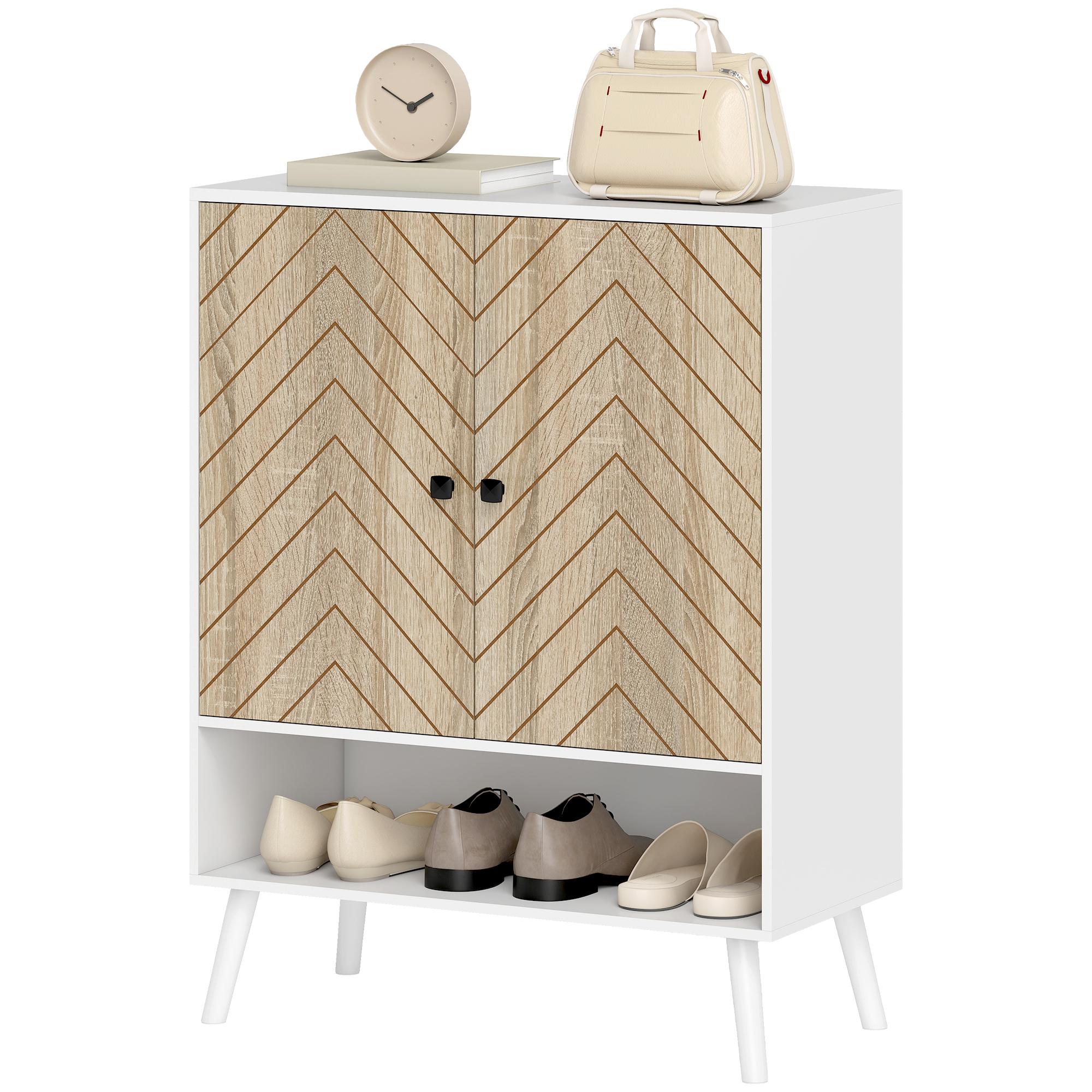 Herringbone Door Shoe Cabinet with Adjustable Shelves