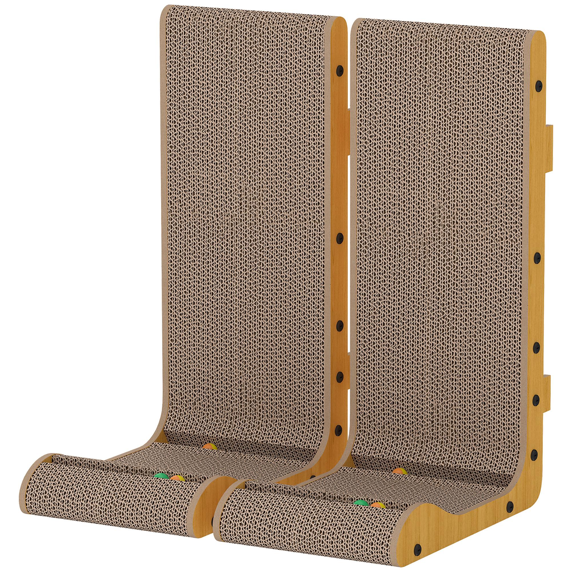 Natural Wood Corrugated Cat Post with Wall-Fit Design