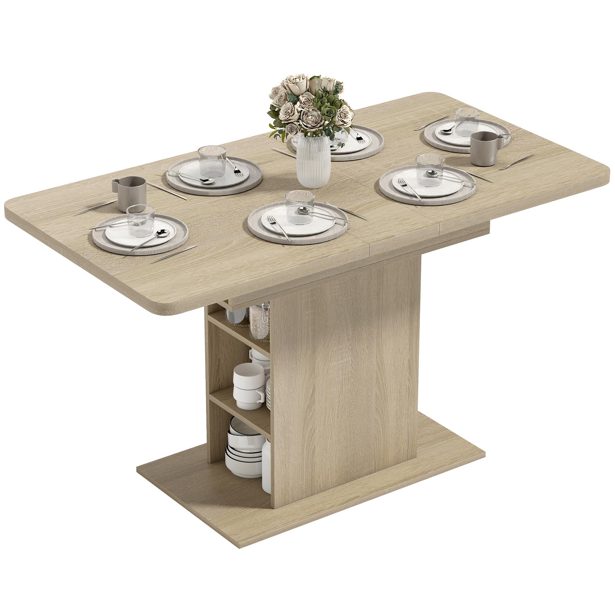 Natural Wood 4-6 Seat Table with Hidden Extension