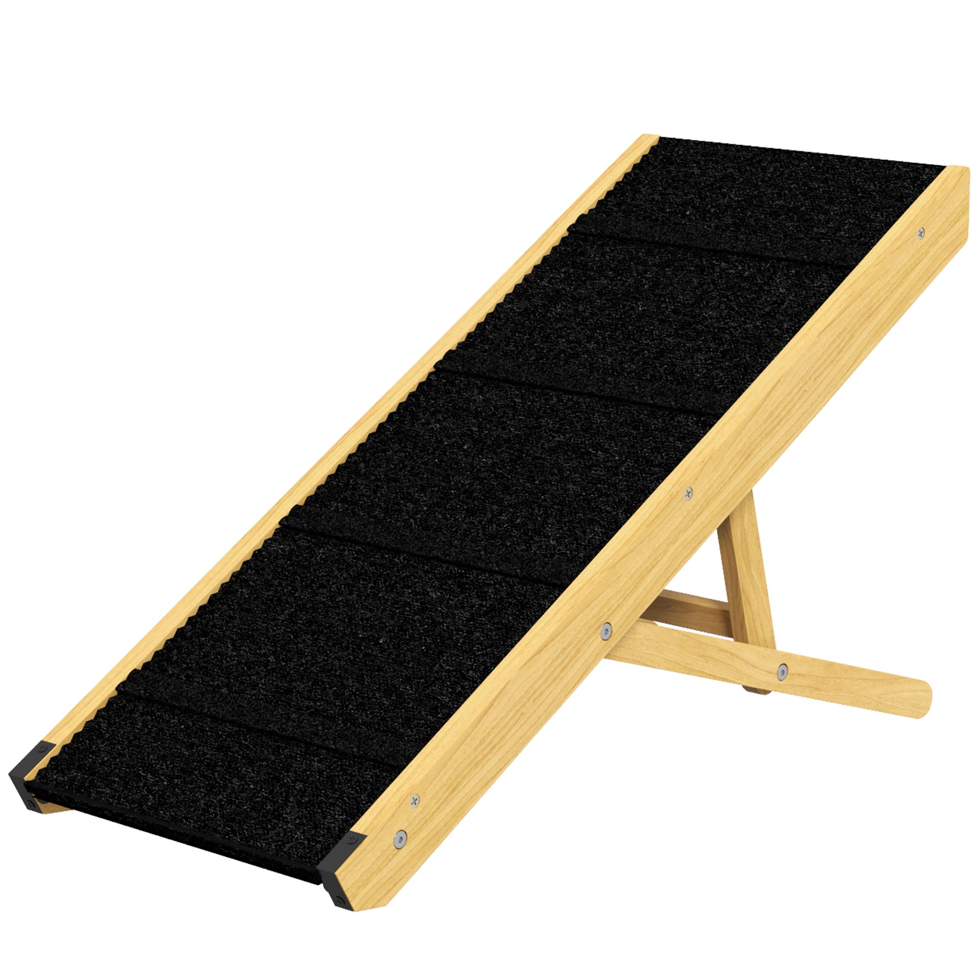 Natural Wood Dog Ramp with 4 Adjustable Heights for Dogs