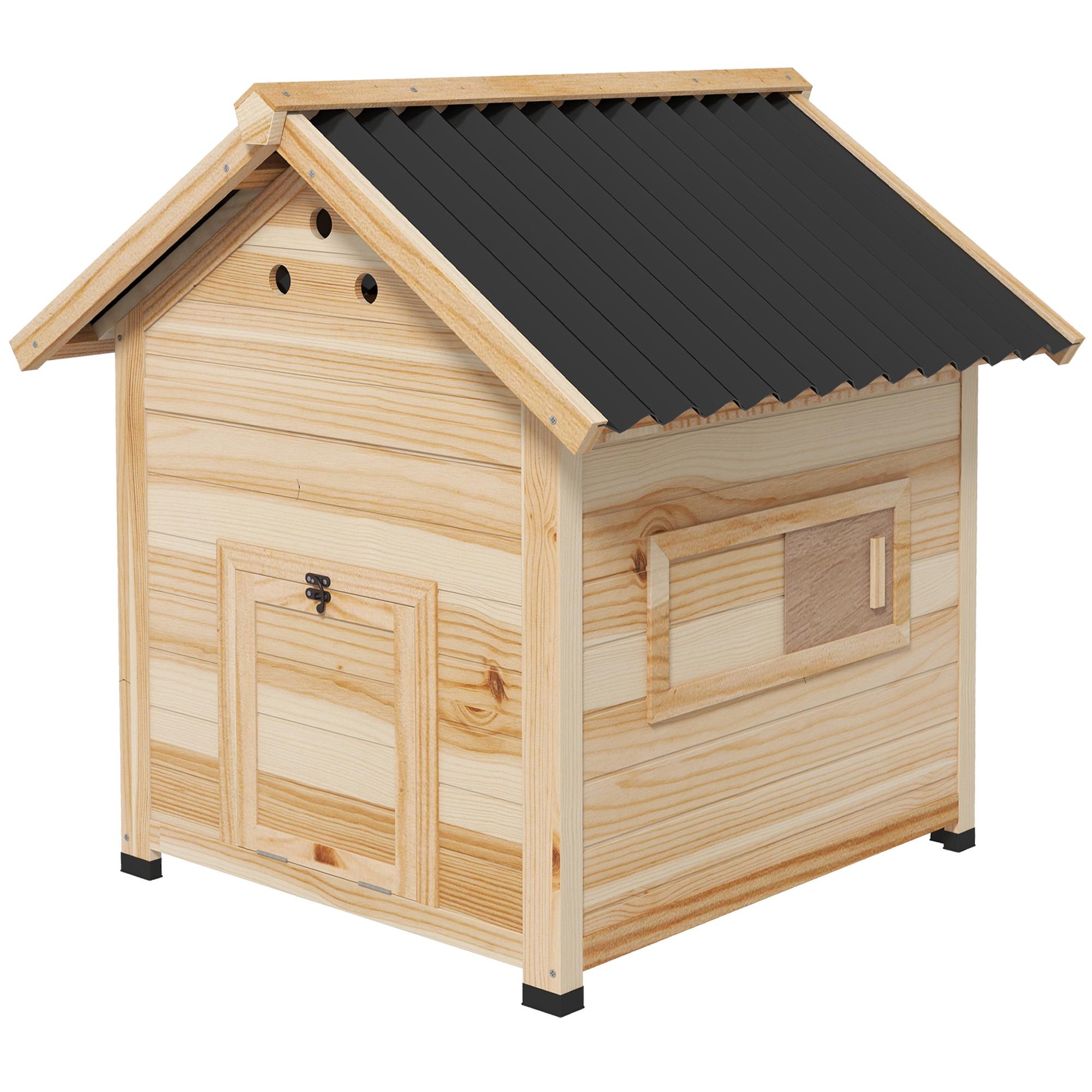 Natural Wood Duck House with Openable Roof for Three Ducks