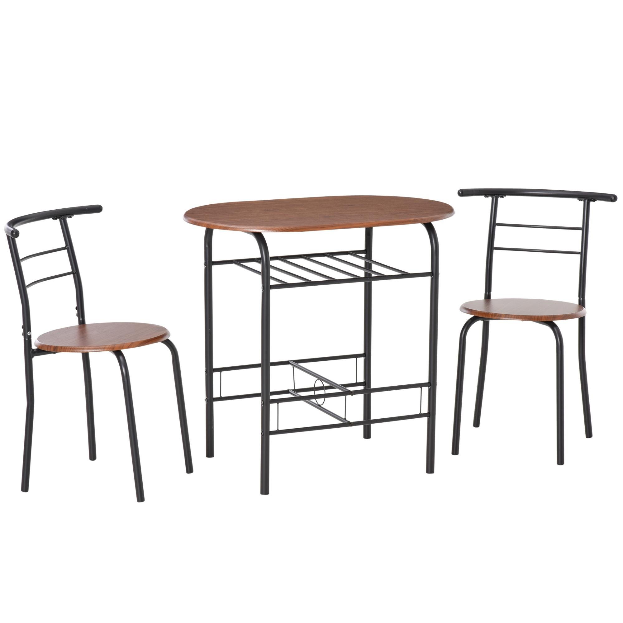 Natural 3-Piece Dining Set with Storage Shelf