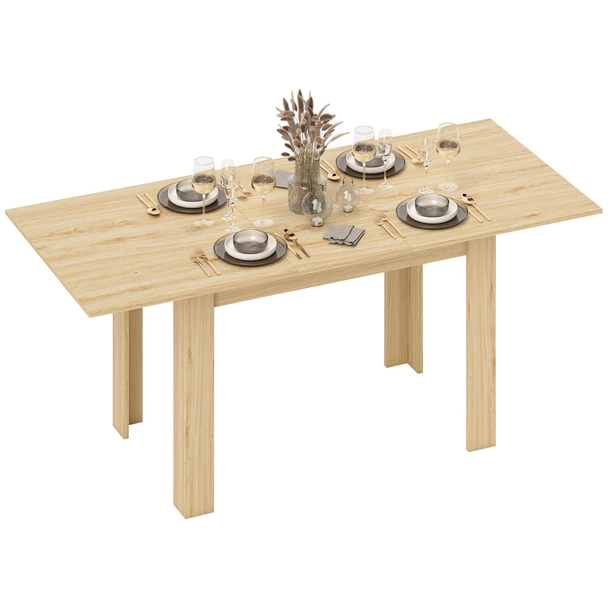 Natural Wood Extendable Dining Table for 6-8 People