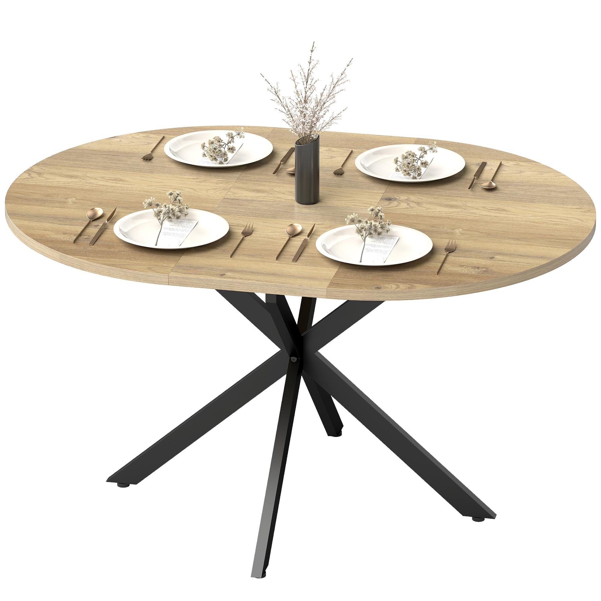 Natural Wood Butterfly Leaf Table, Extendable for 4-6