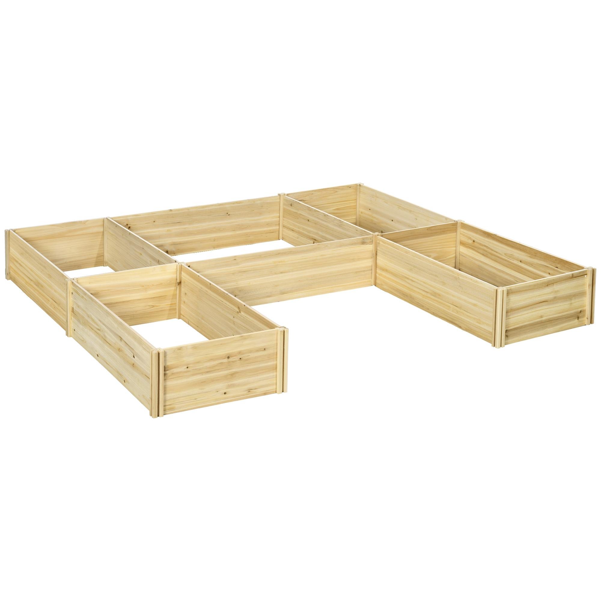 Natural wood five-box garden bed with open bottom
