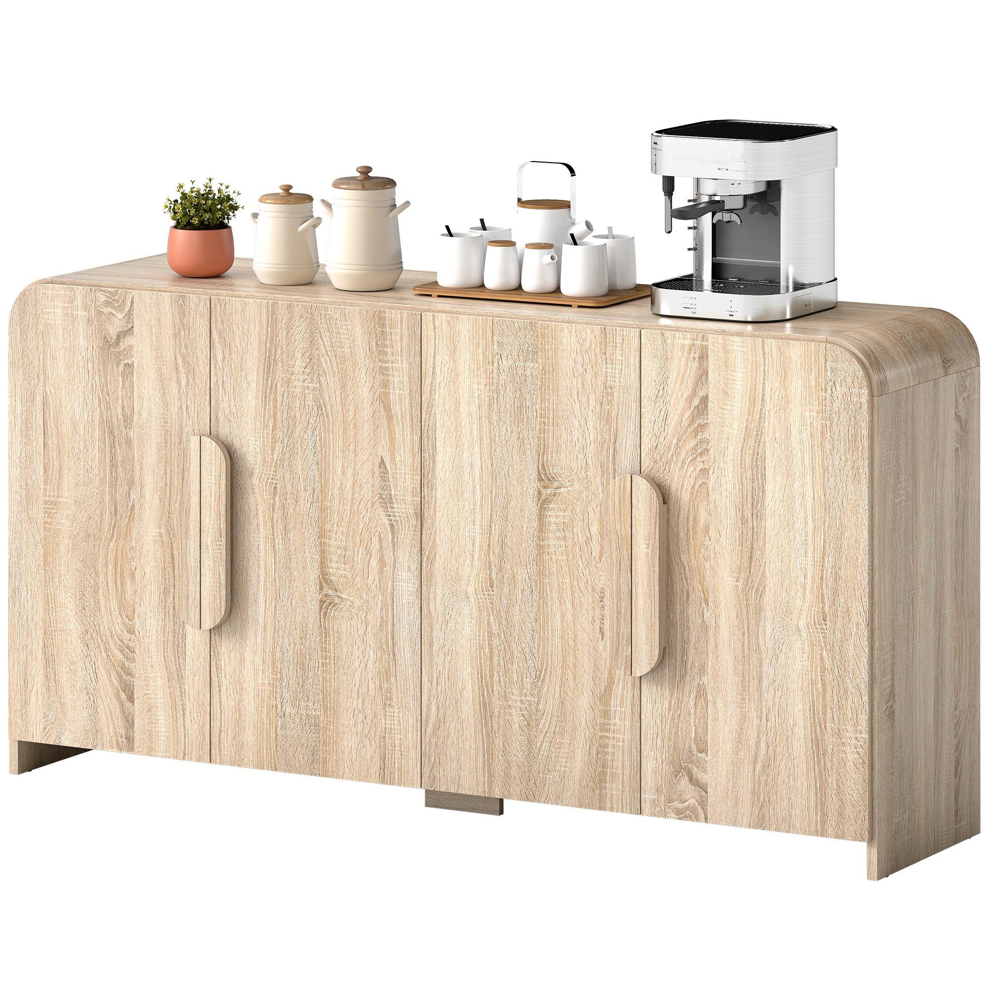 Natural Wood 62 Inch Sideboard with Soft-Close Doors