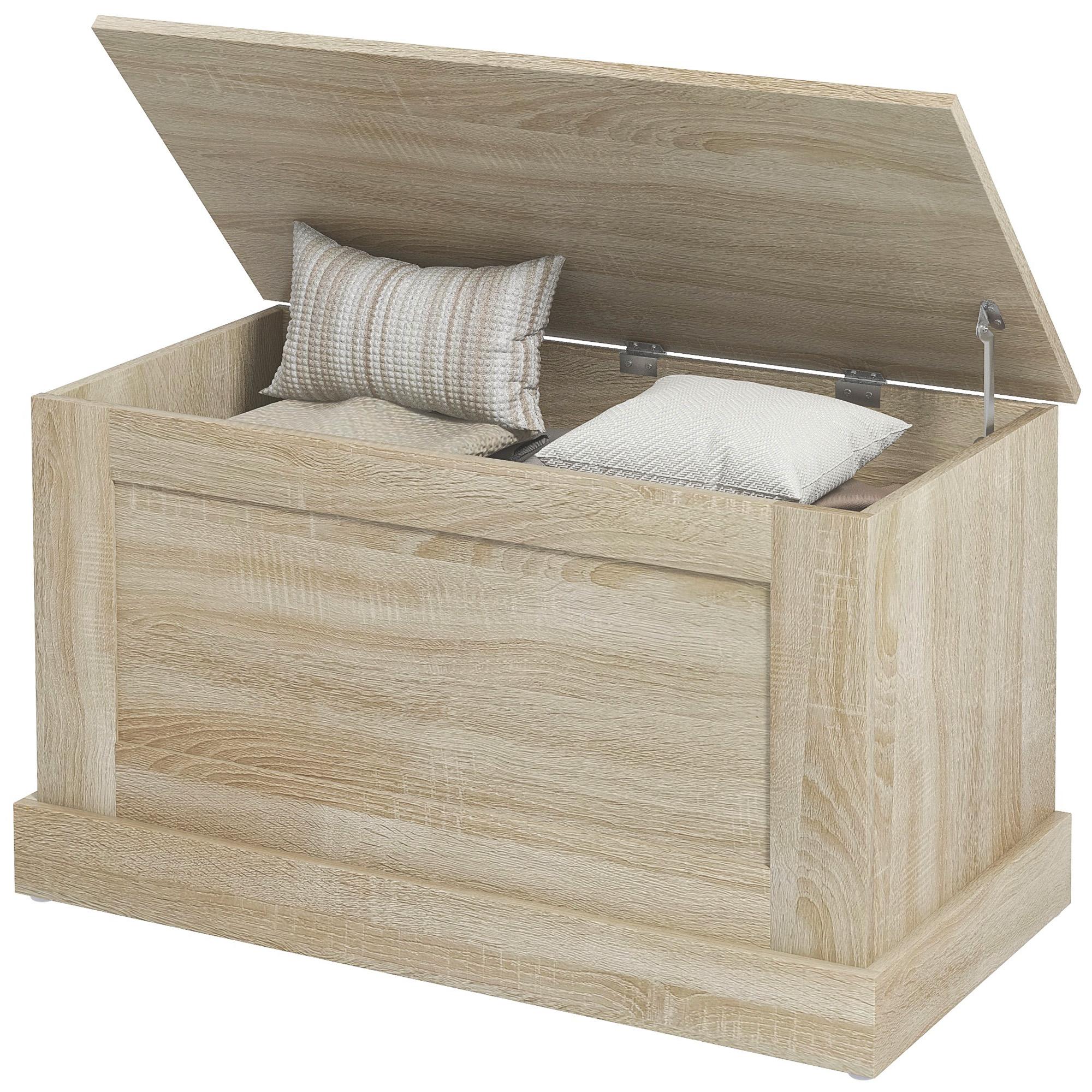 Natural 96 Litre Storage Bench with Safety Hinge