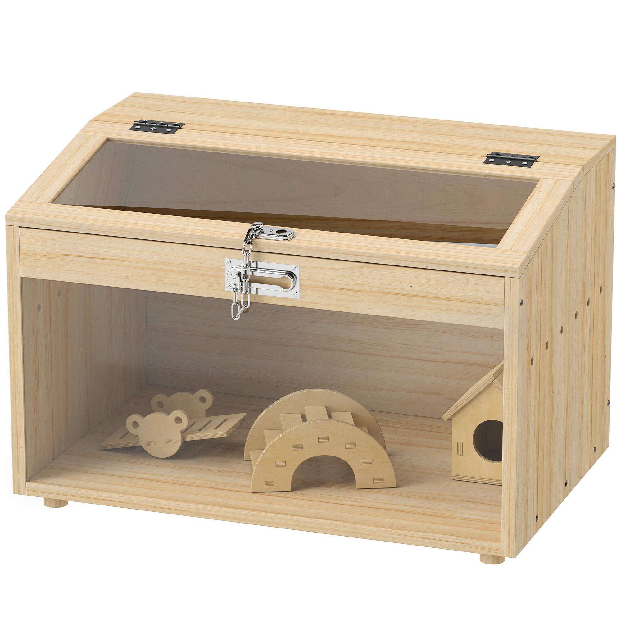 natural wood hamster cage with Acrylic Windows, 21.7 in