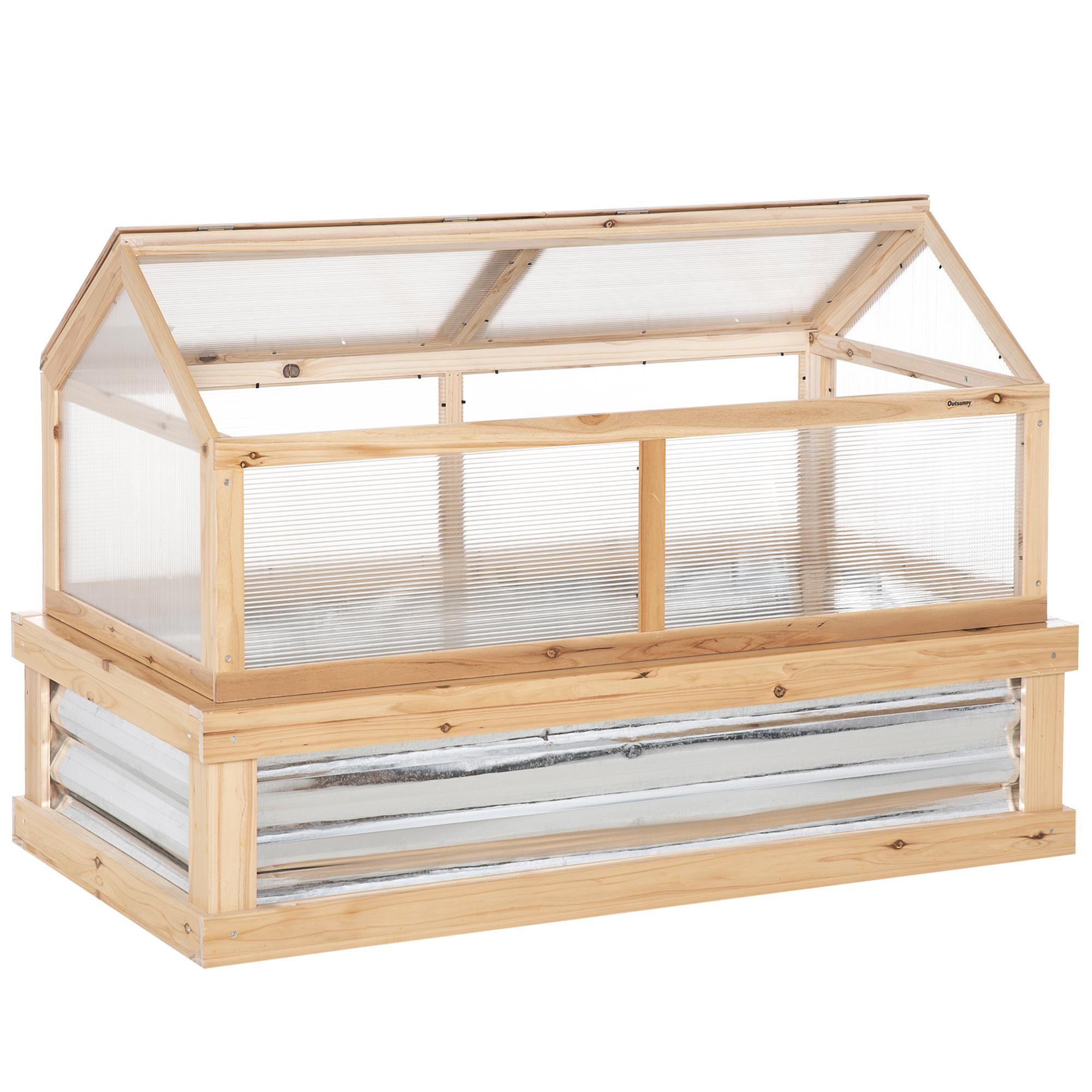 Natural Wood Cold Frame Greenhouse, 48 x 24 x 32.3 in