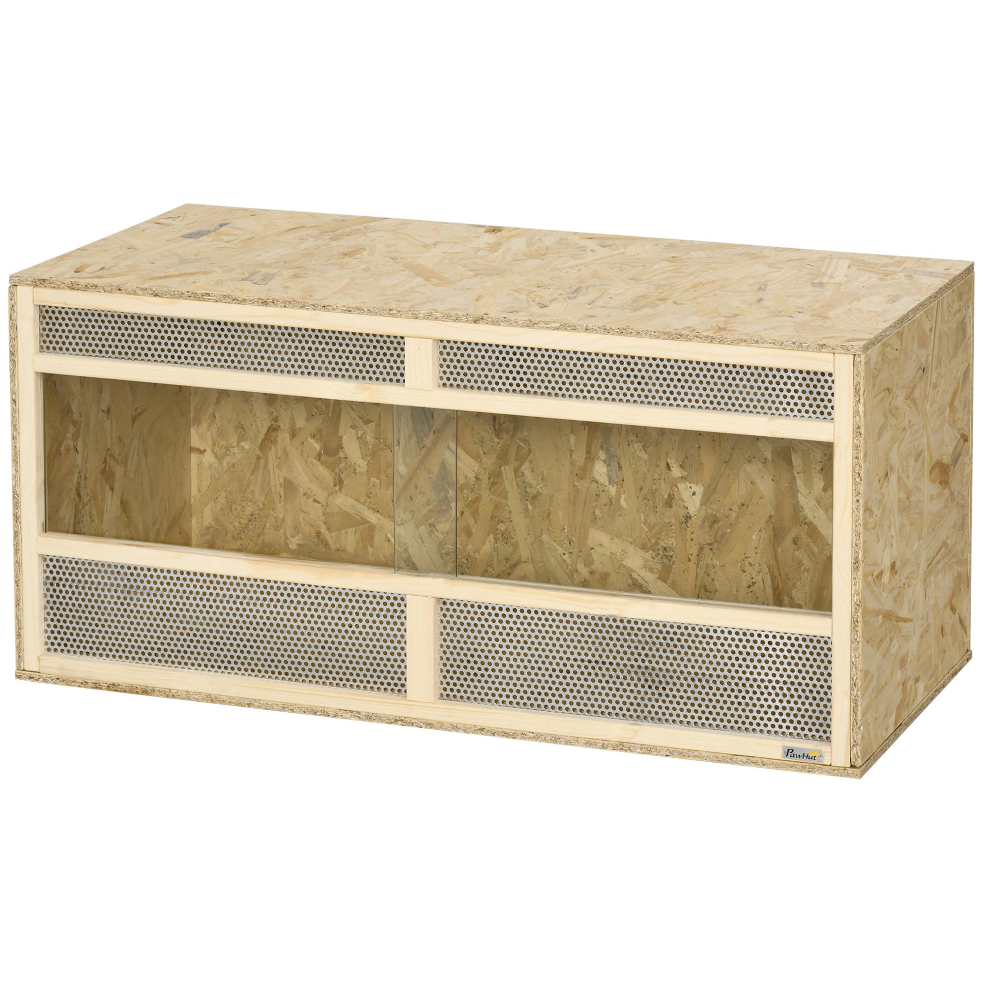 Natural Wood Reptile Terrarium with Sliding Doors