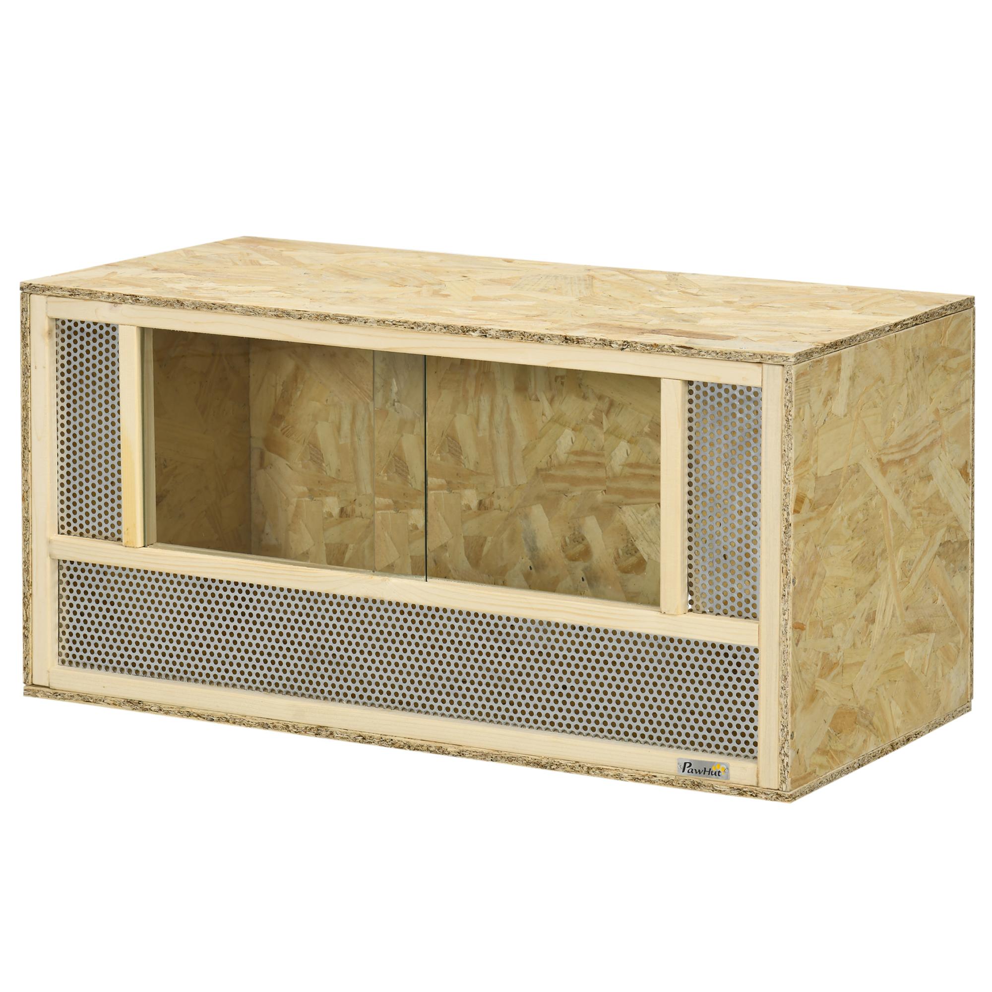 Tempered Glass Reptile Terrarium, Natural Wood, 31.5 in