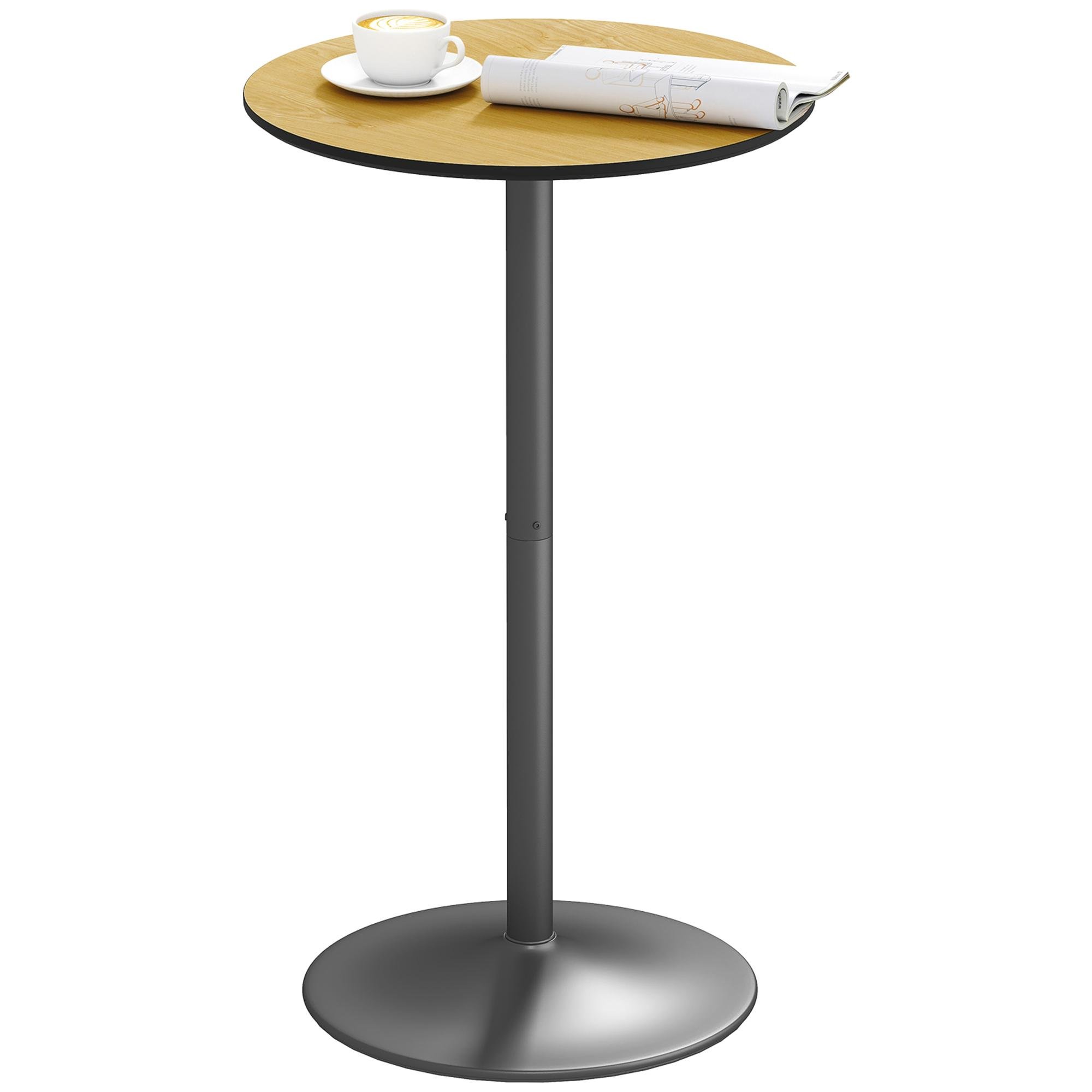 Natural Wood Pub Table with Steel Base for Two