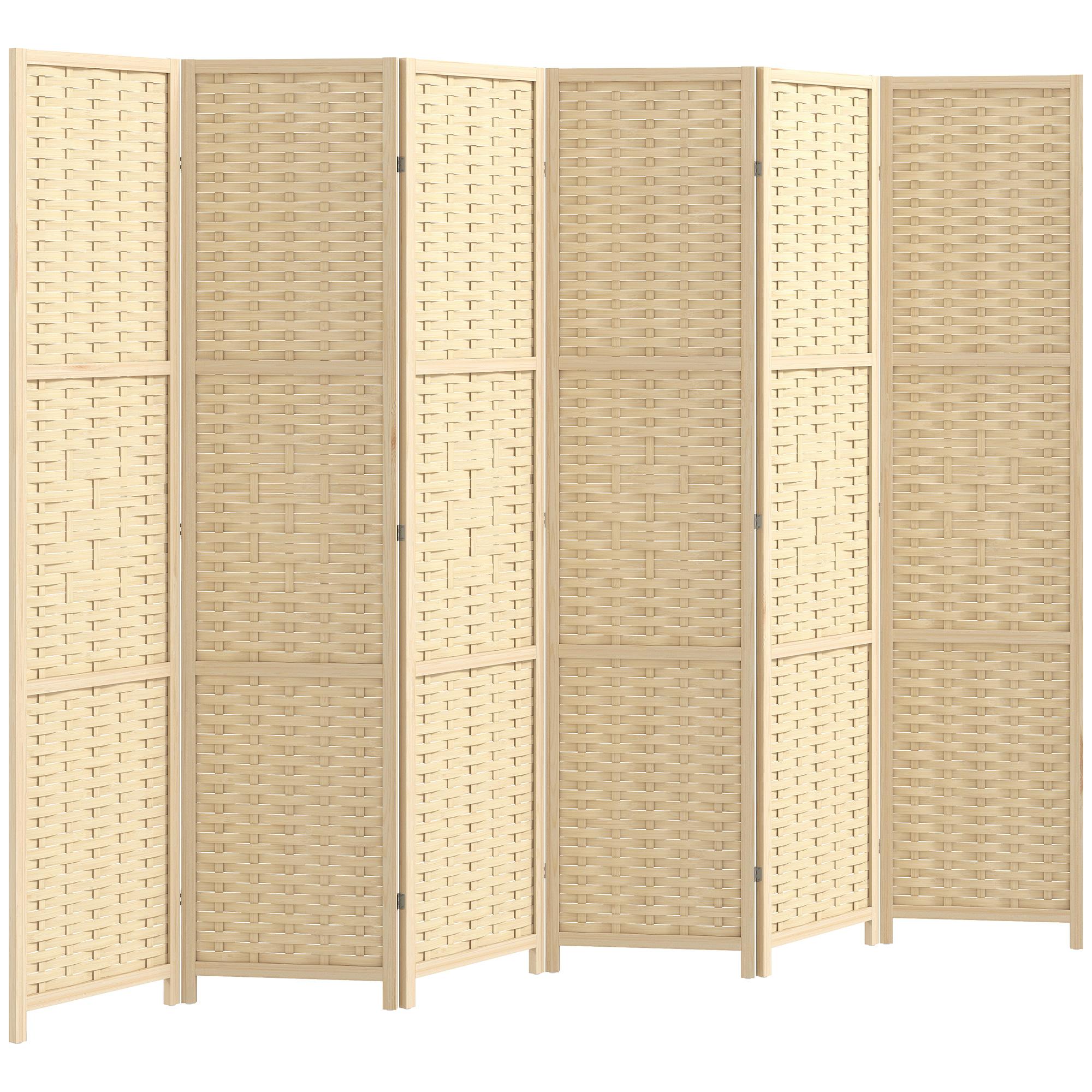 Natural Bamboo 6 Panel Divider, 66.7 in Privacy Screen