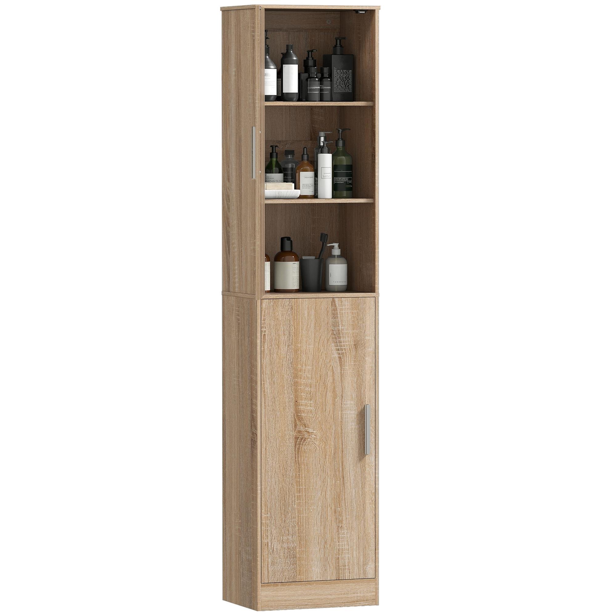 Natural Wood Six-Tier Cabinet for Small Bathrooms