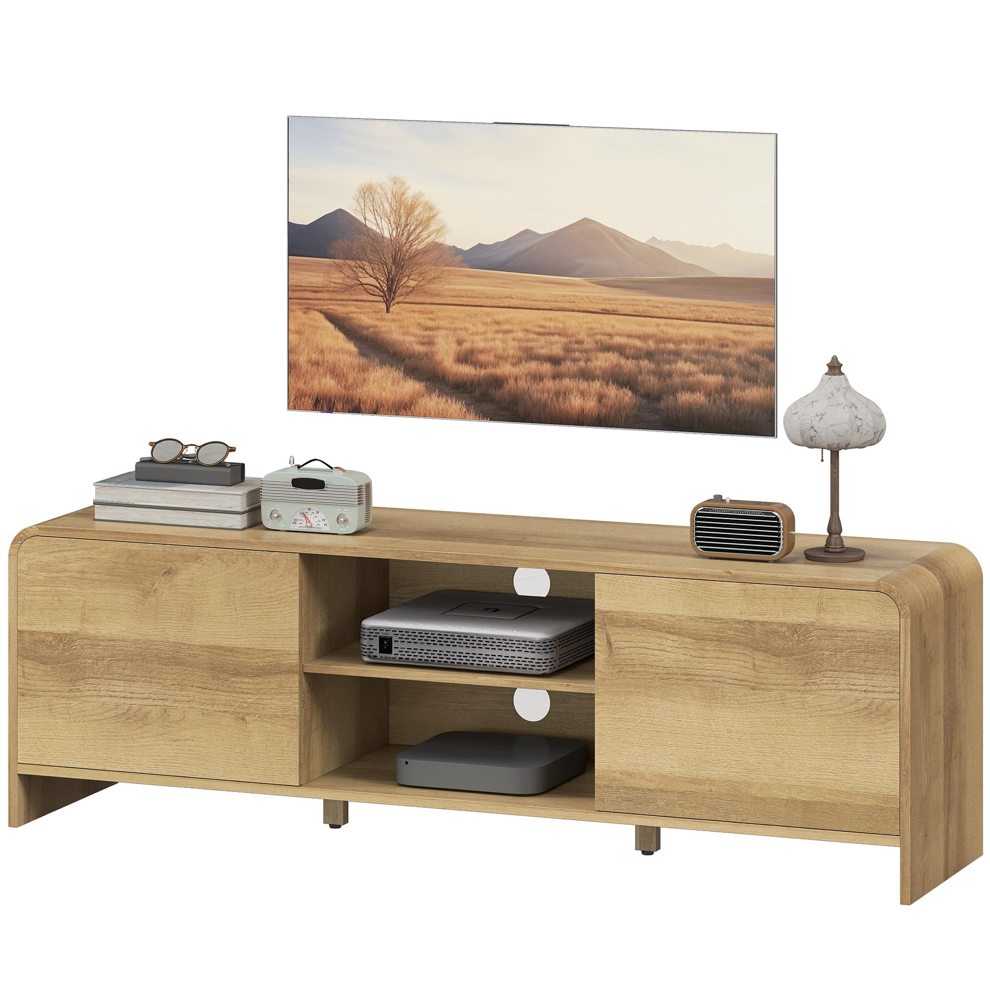 Nordic tv stand with 2 cabinets and open shelves