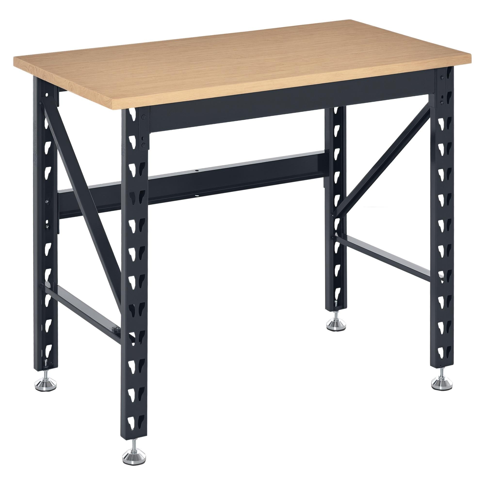 Natural Wood 45 Inch Workbench with Adjustable Foot Pads