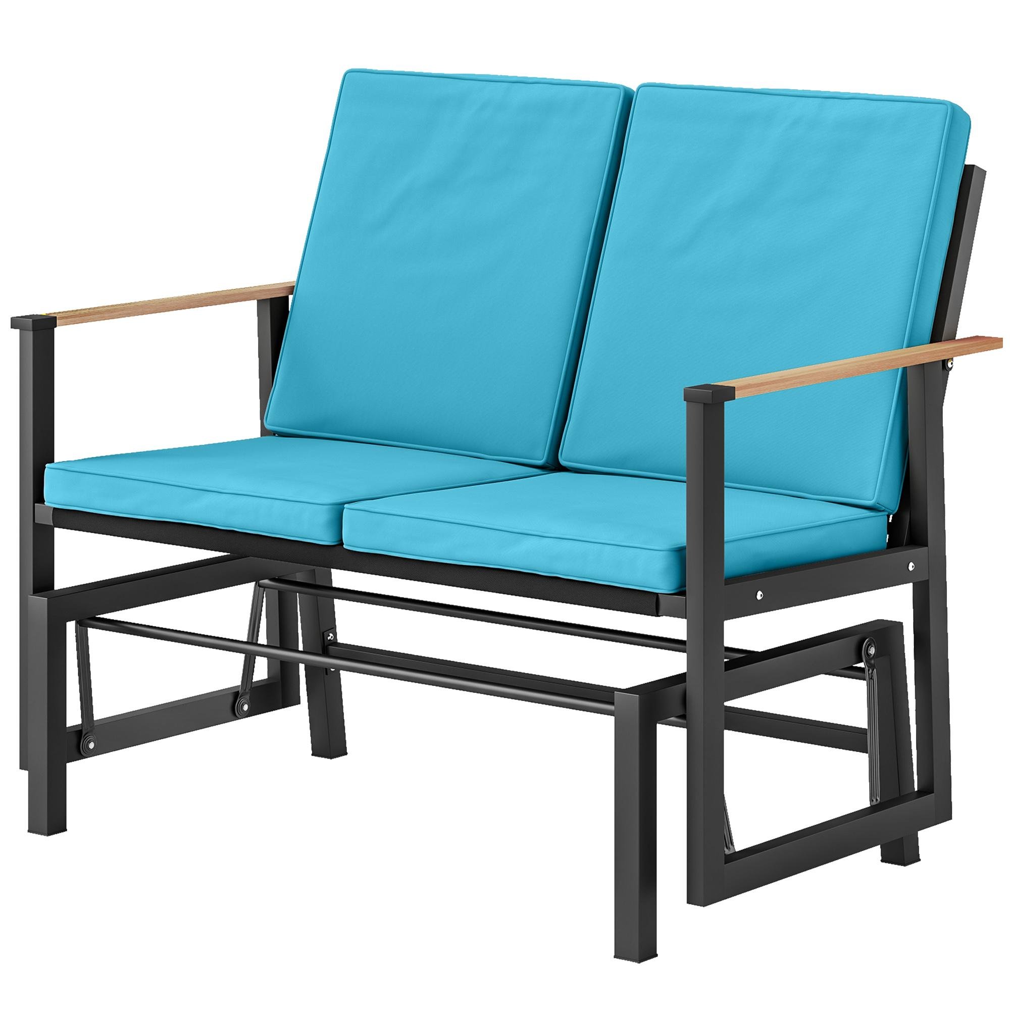 Navy Blue Glider Loveseat with 3.9" Motion for Patios