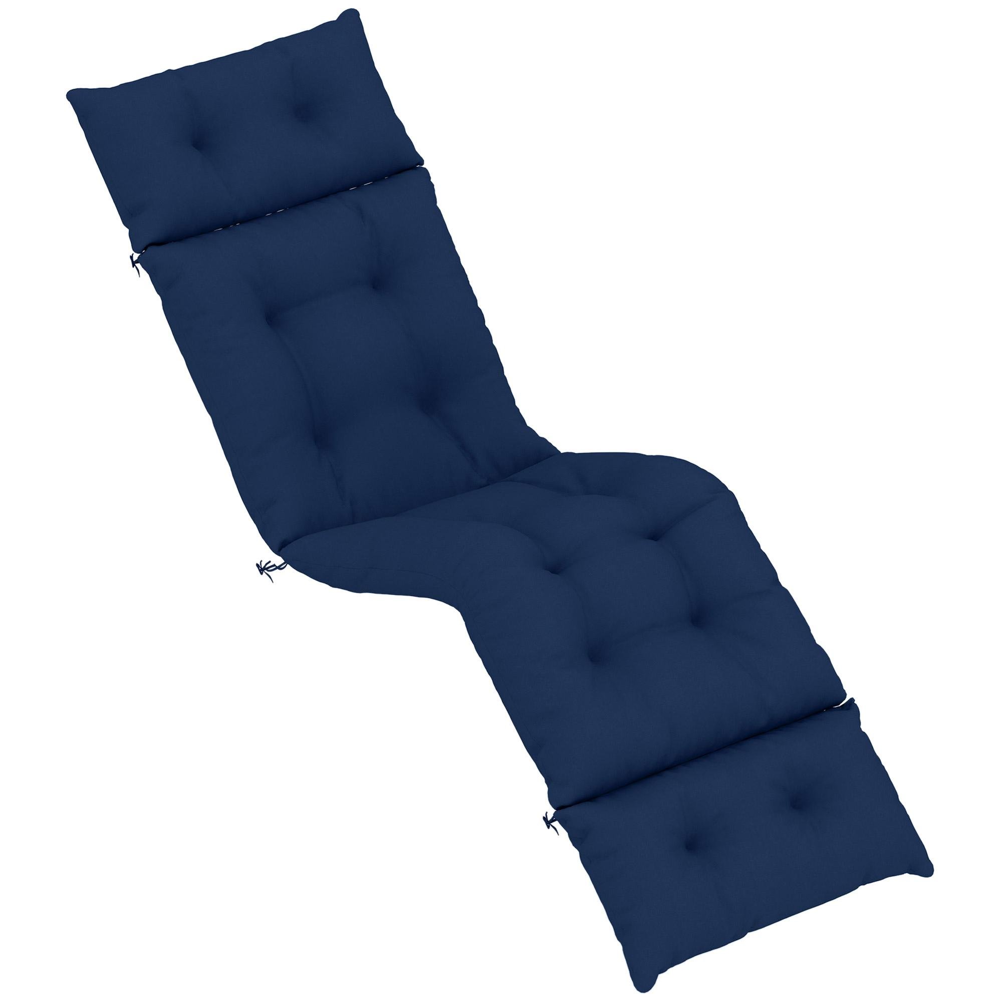 Navy Blue Tufted Chaise Cushion, 74.8-Inch Outdoor Lounger