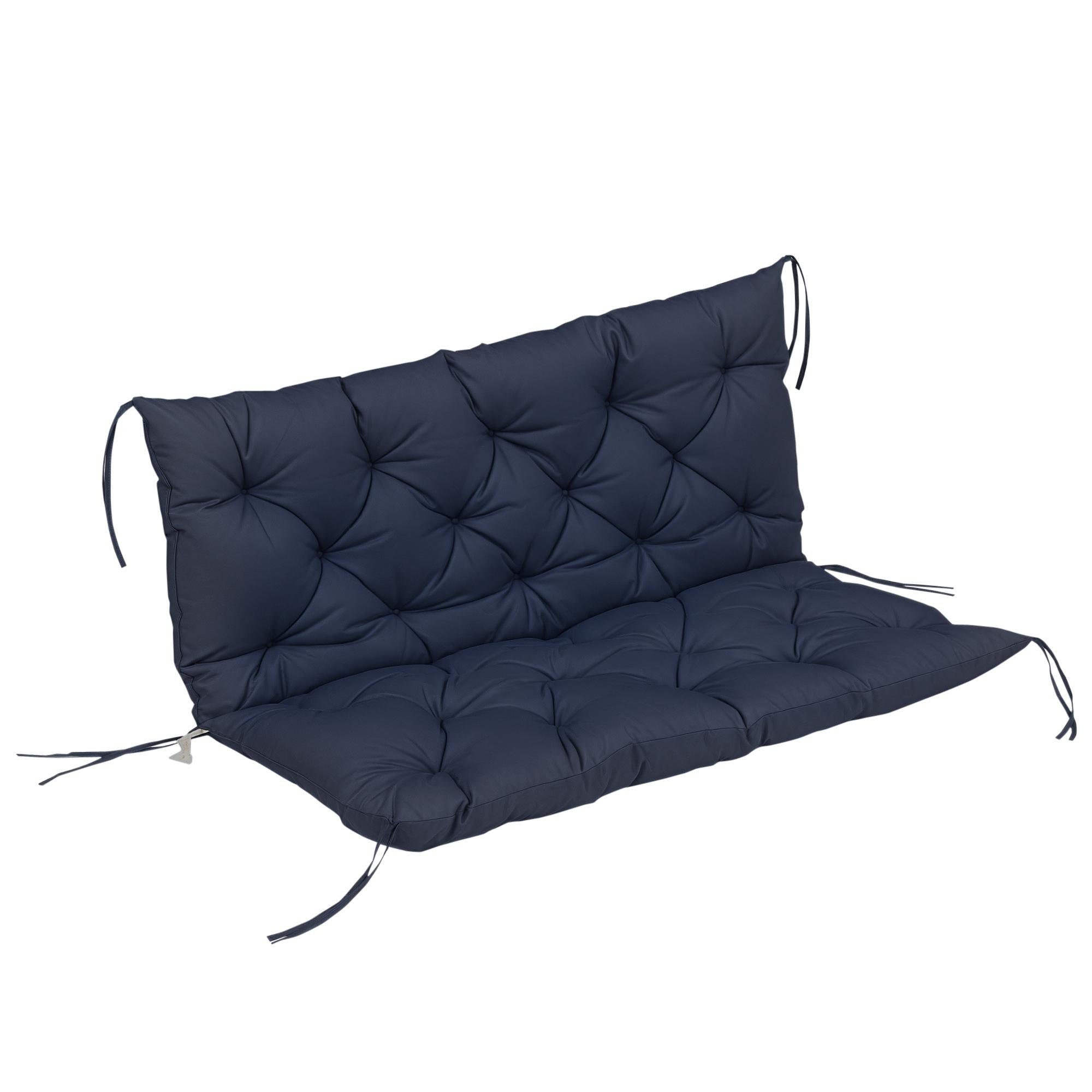 Navy Blue Bench Cushion with Backrest, 52 x 43 x 4 in