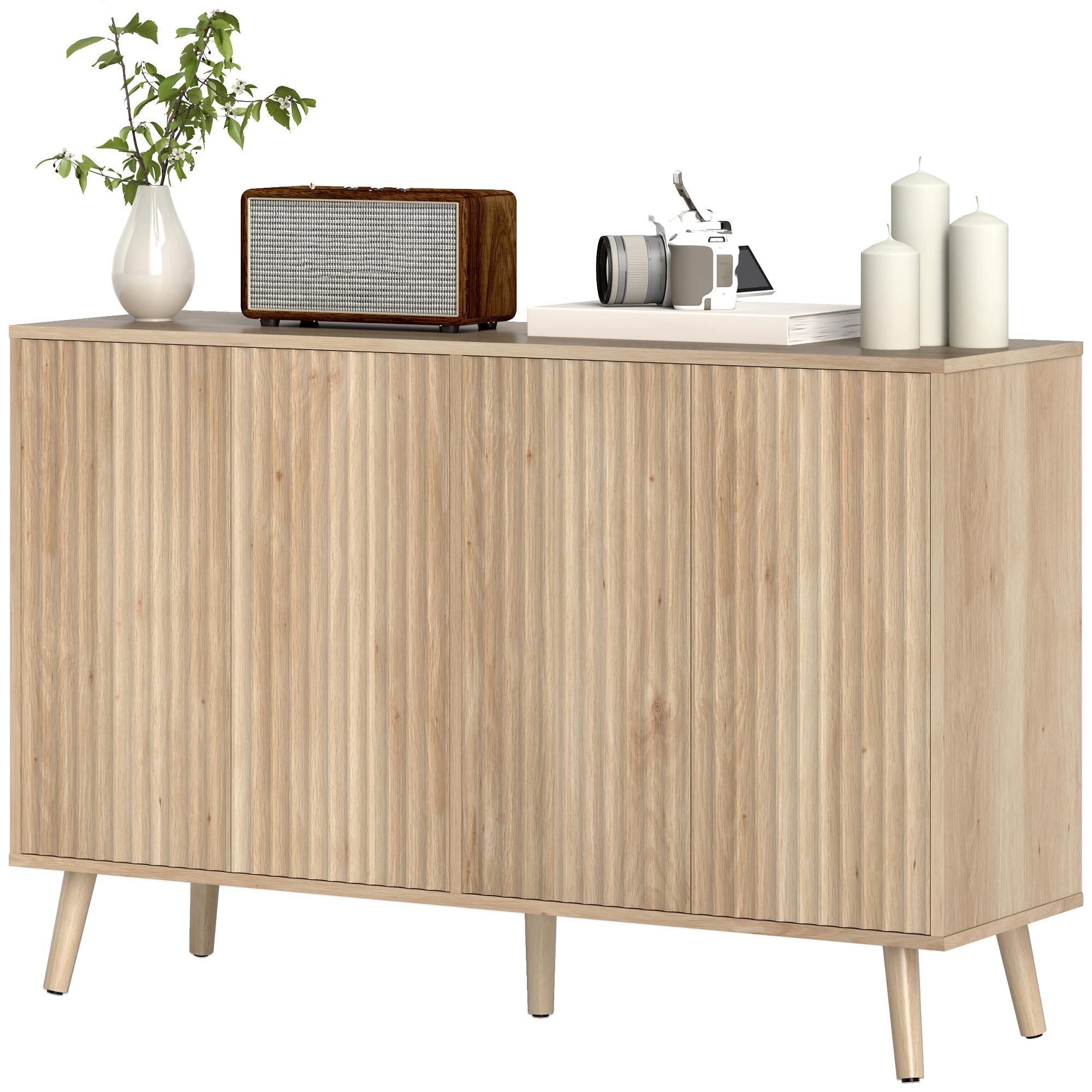 Oak Fluted Sideboard with Adjustable Shelves, 47.2 in