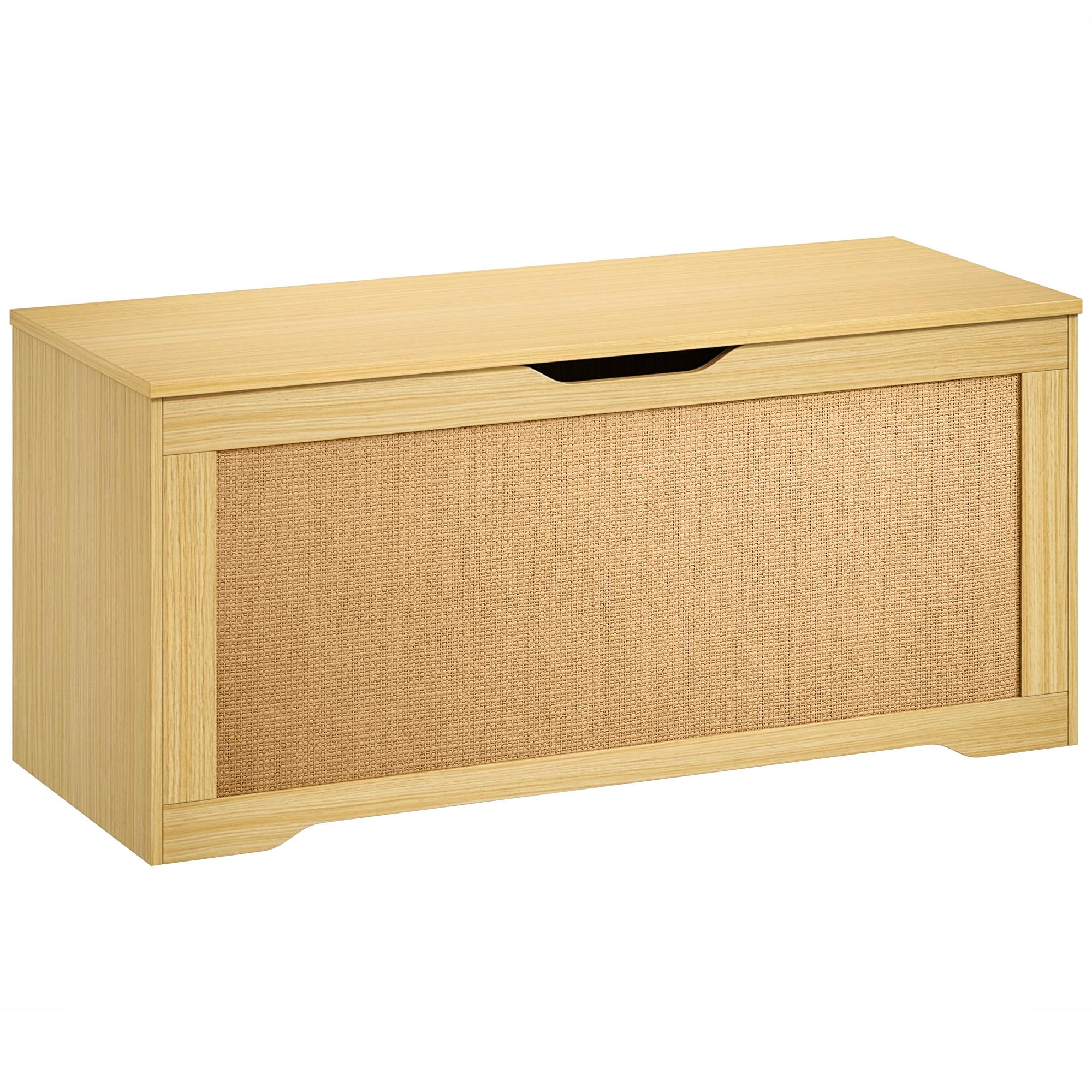 Oak Rattan Storage Chest with 35.9 Gal Capacity