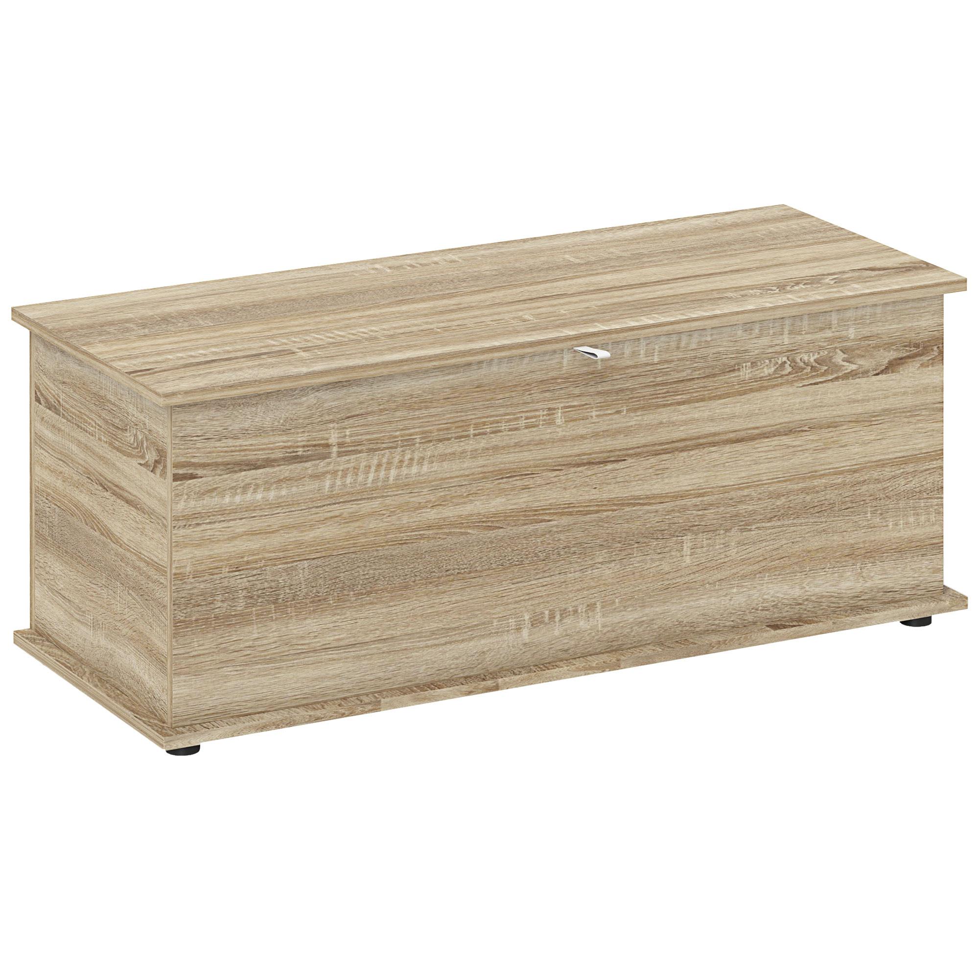 Oak Engineered Wood Storage Bench with Flip-Top Lid, 39.5"