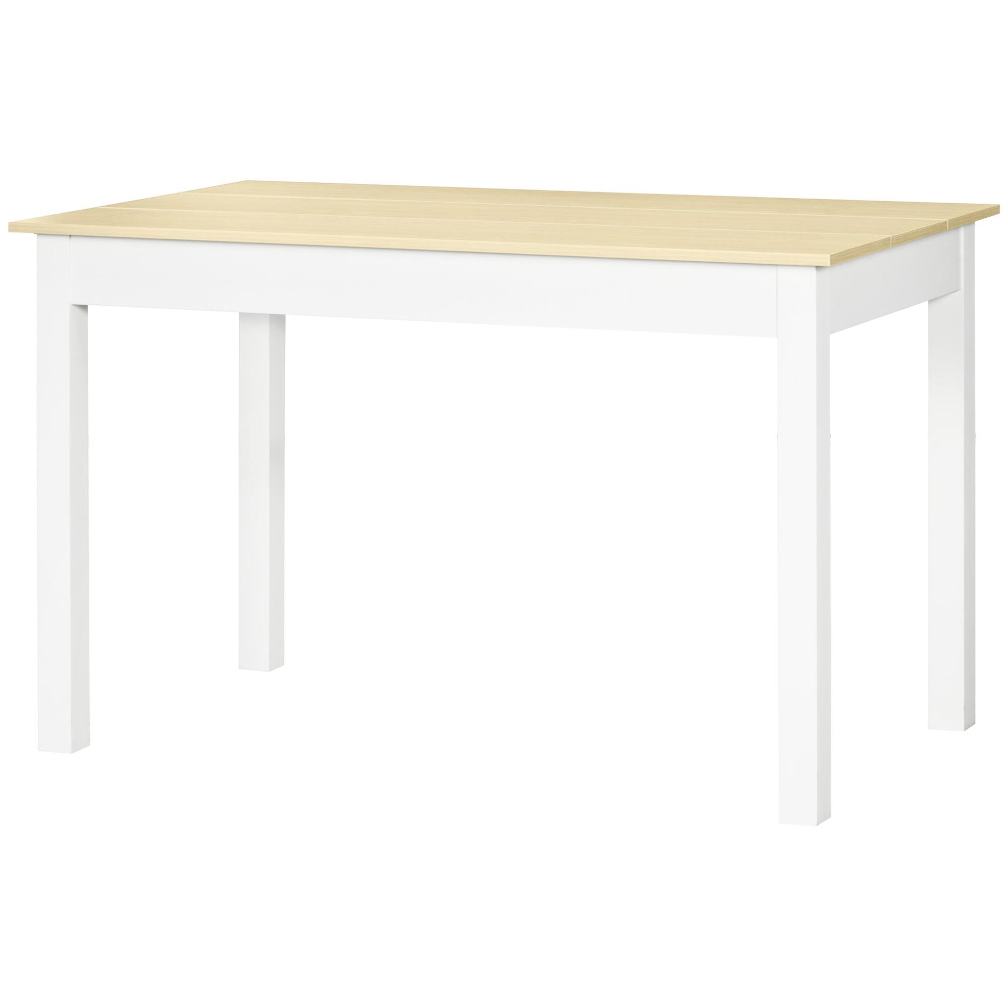 Oak White Dining Table with Oak-Texture Top