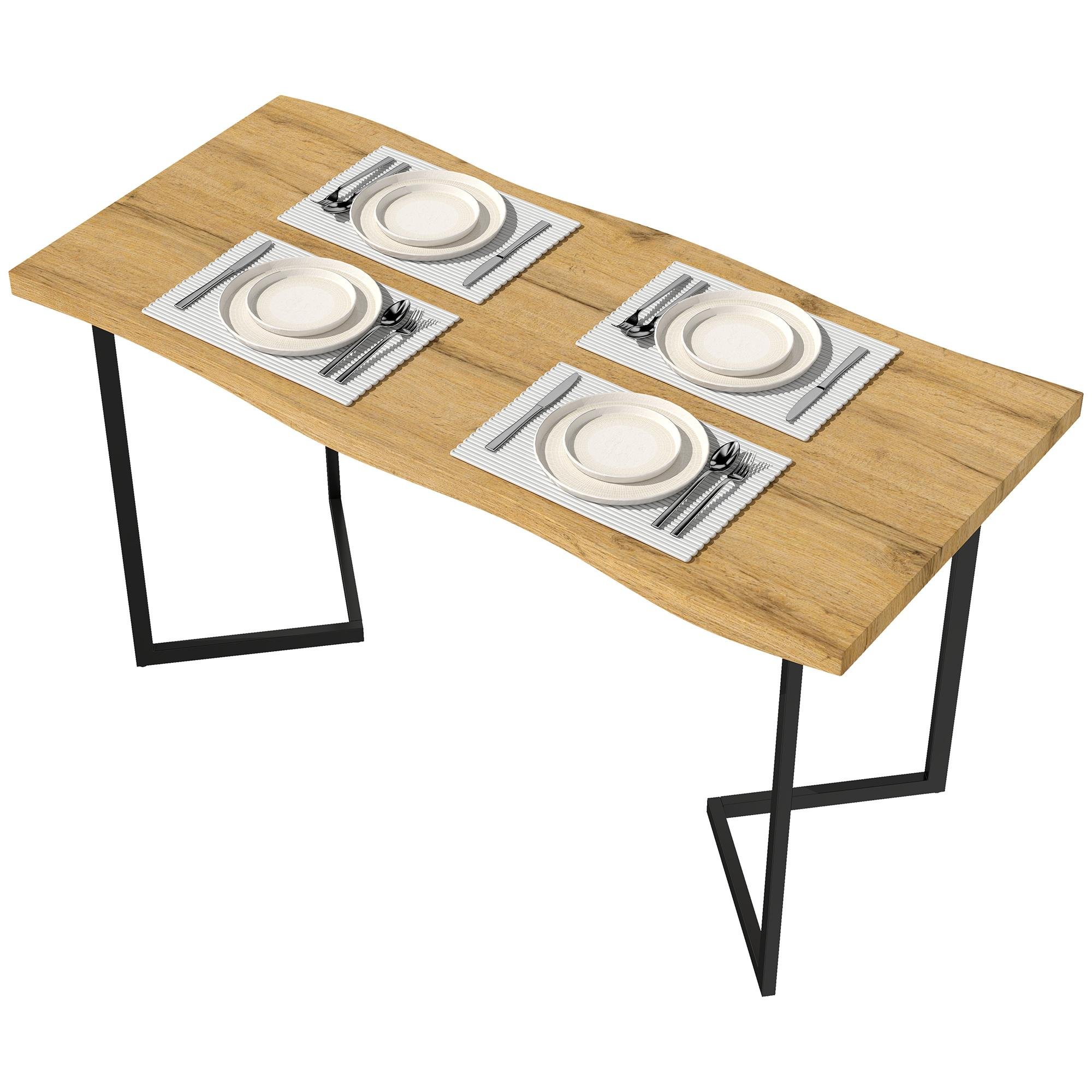Oak Grain Dining Table with Thick Top for Four