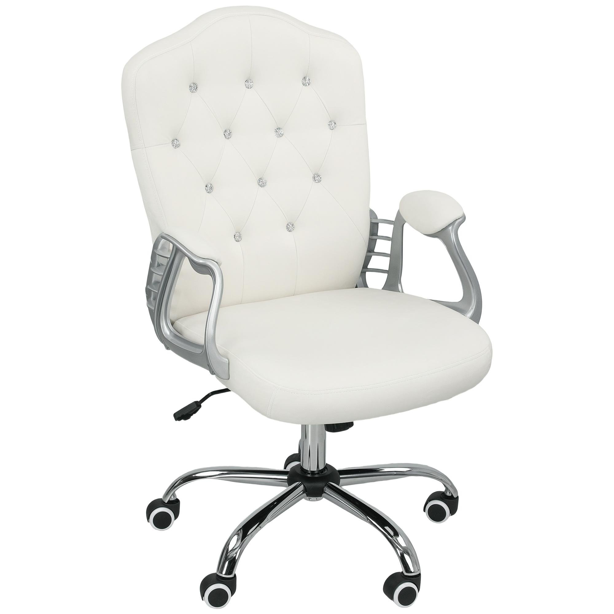 Off-White Velvet-Feel Task Chair with Tilt Function