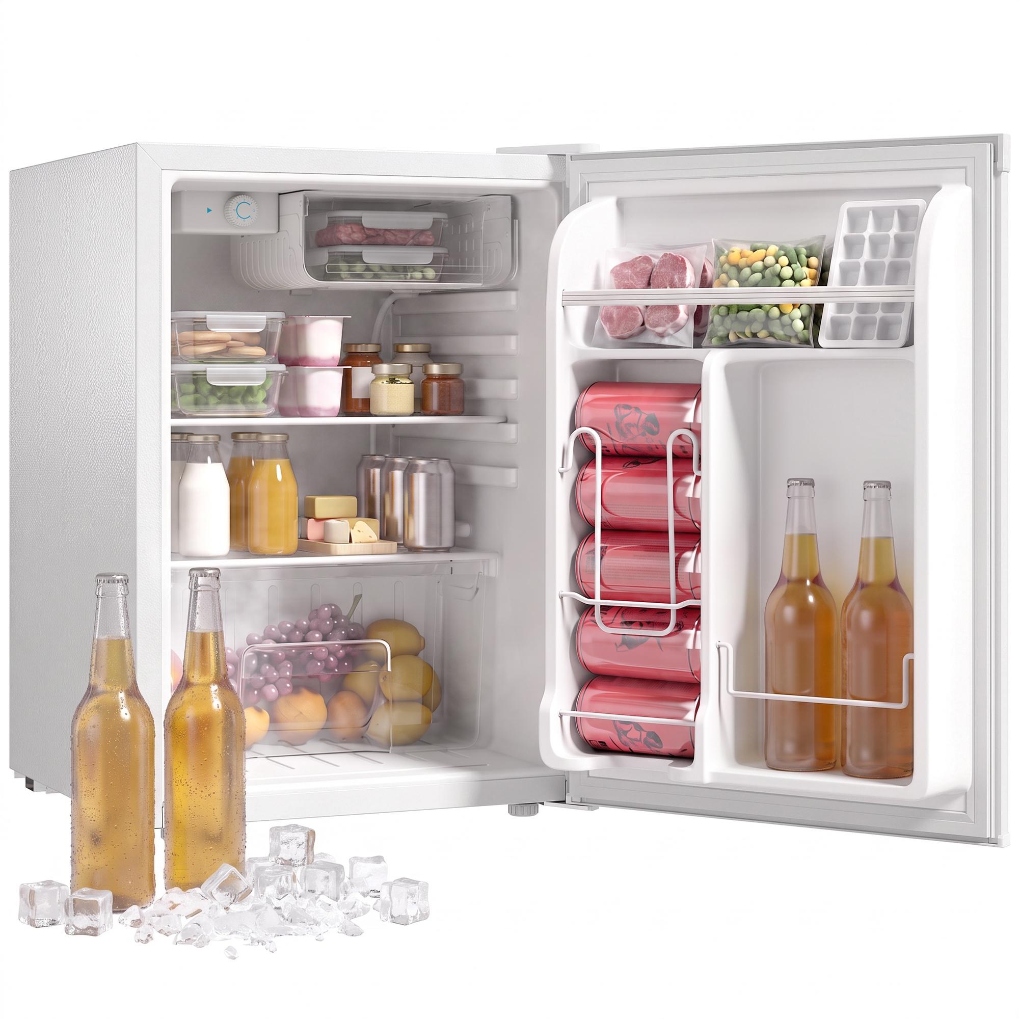 White 2.56 Mini Fridge with Chiller Box, 2.56 Cu. Ft.