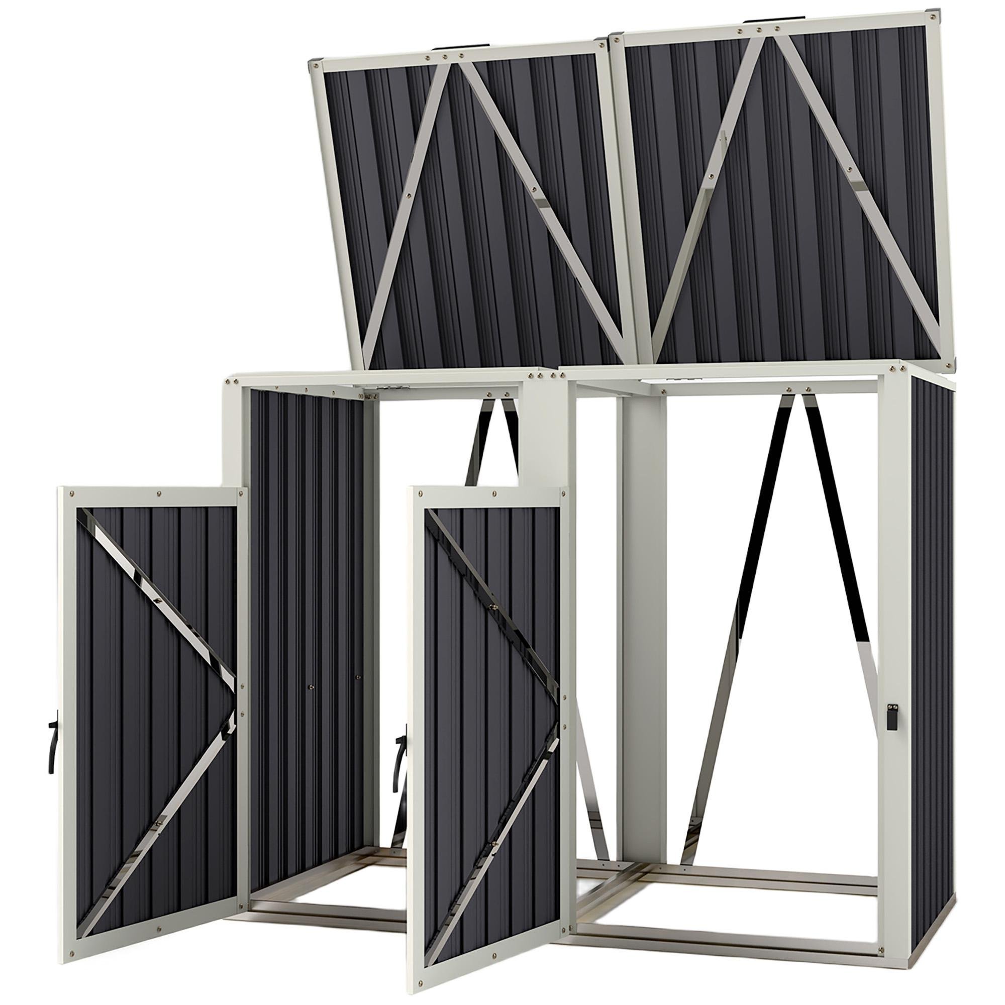 240L dark grey bin shed with ventilated galvanized frame