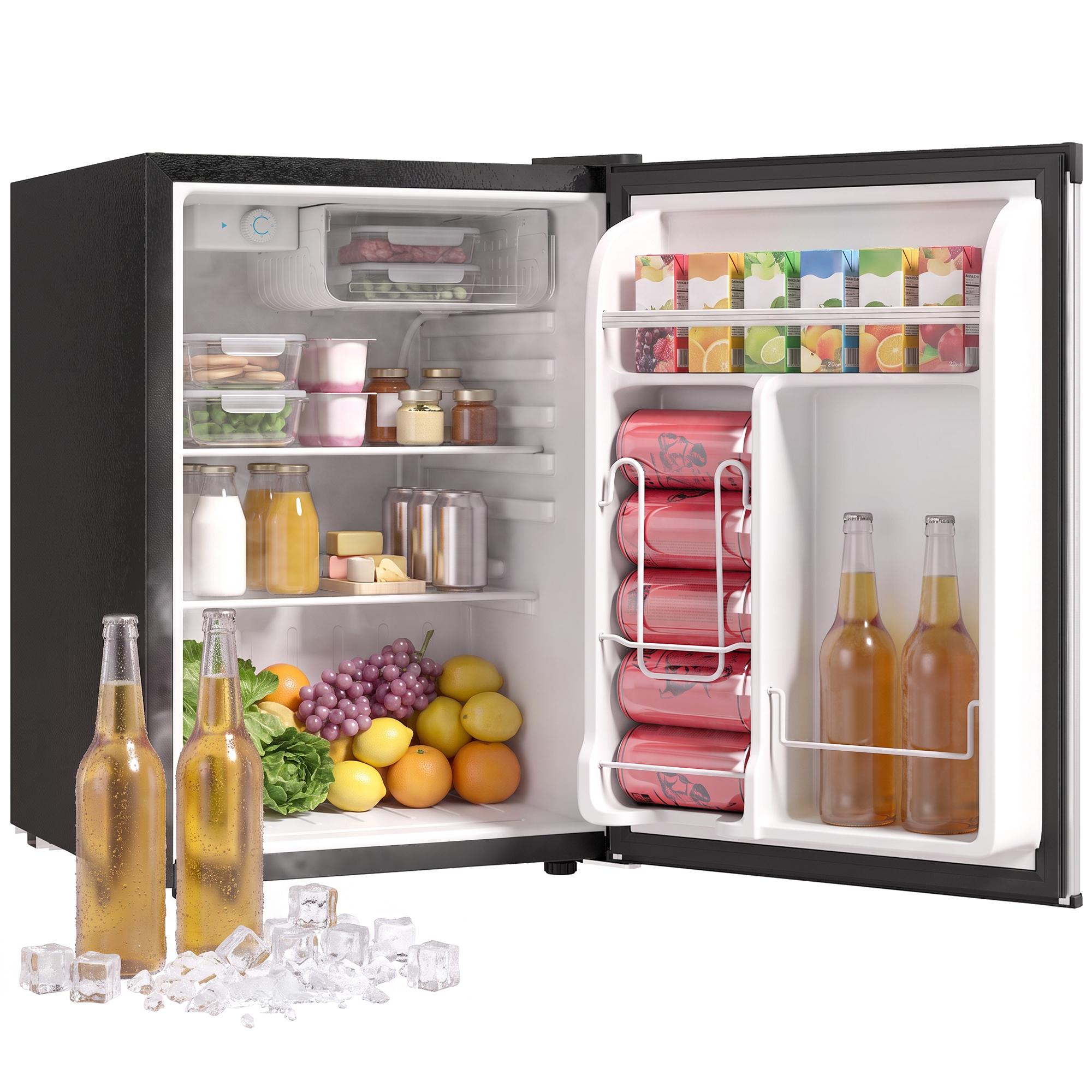 2.56 cu ft silver fridge with chiller box