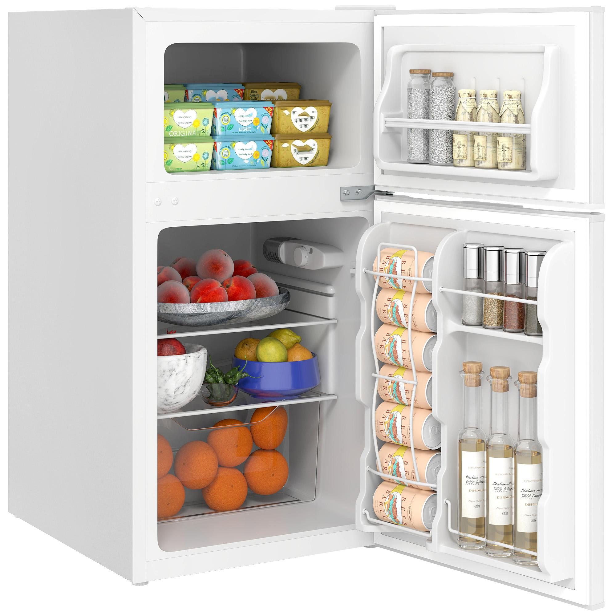 White 3.2 Cu Ft Refrigerator with Freezer for Small Spaces