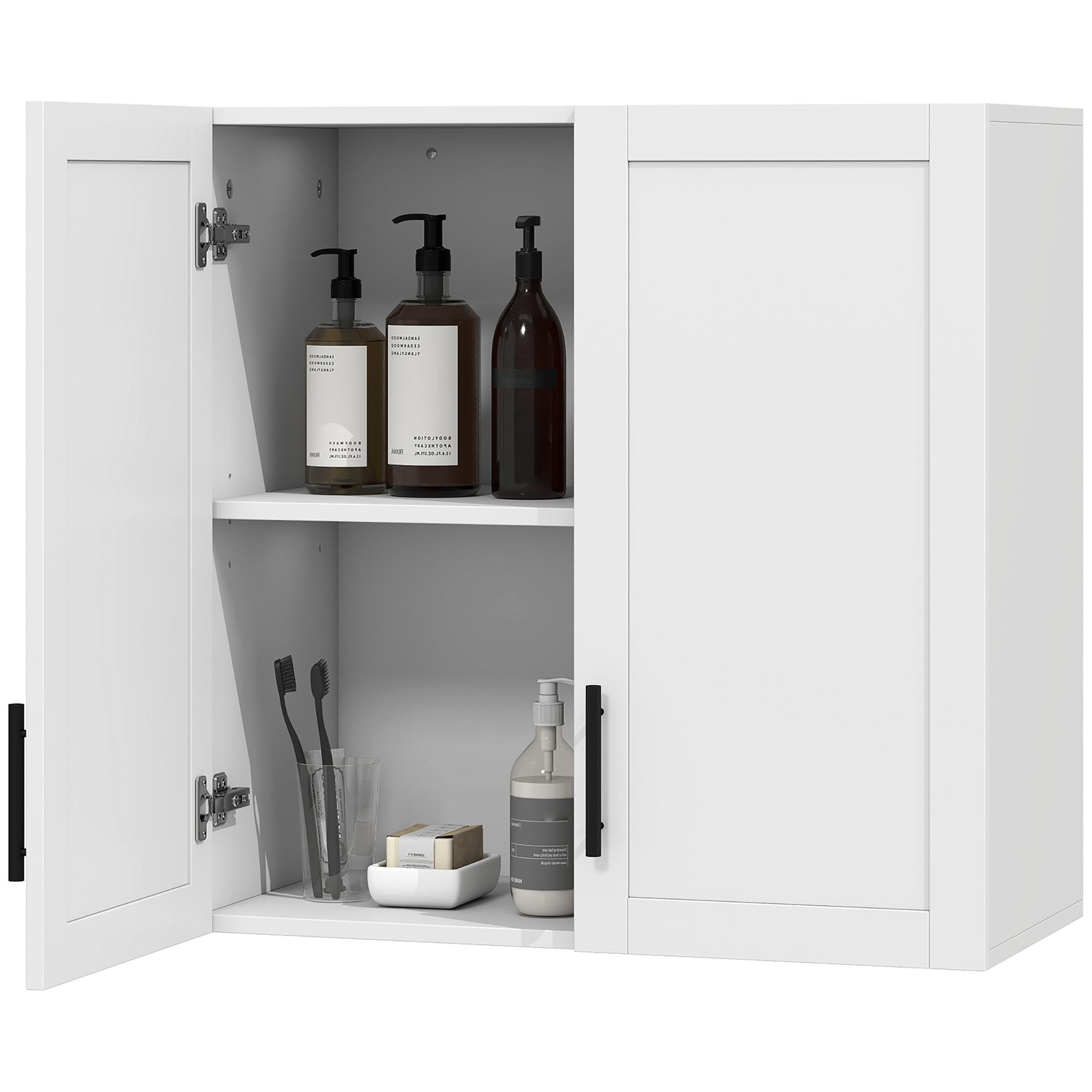White Shaker Wall Cabinet with Adjustable Shelf, 2 Doors