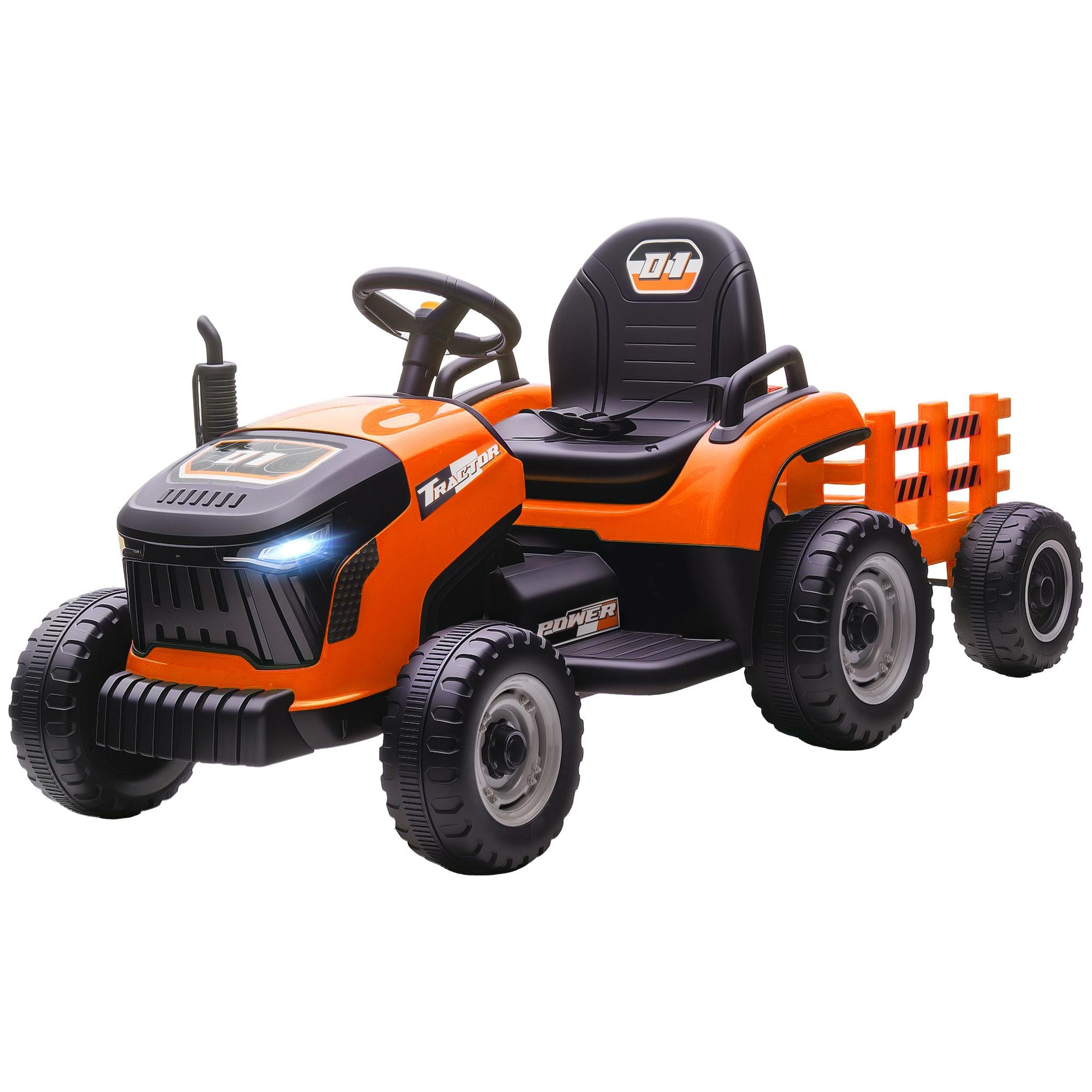 Orange 12V Ride On Tractor with Remote Control