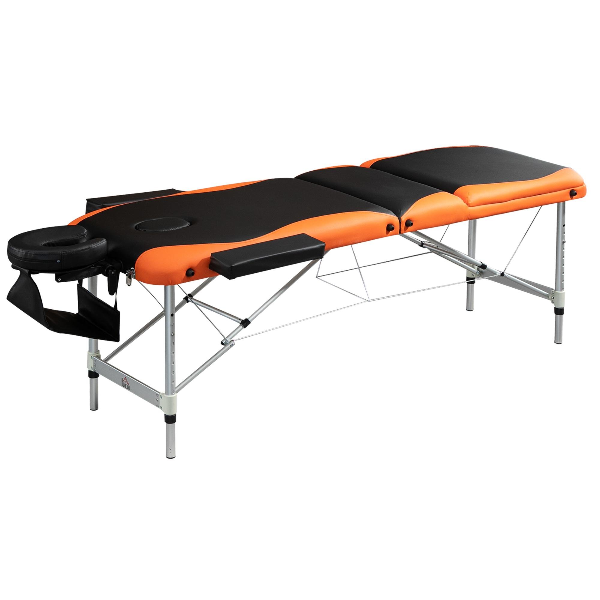Orange Aluminum Massage Table, Foldable 9-Level Adjustable