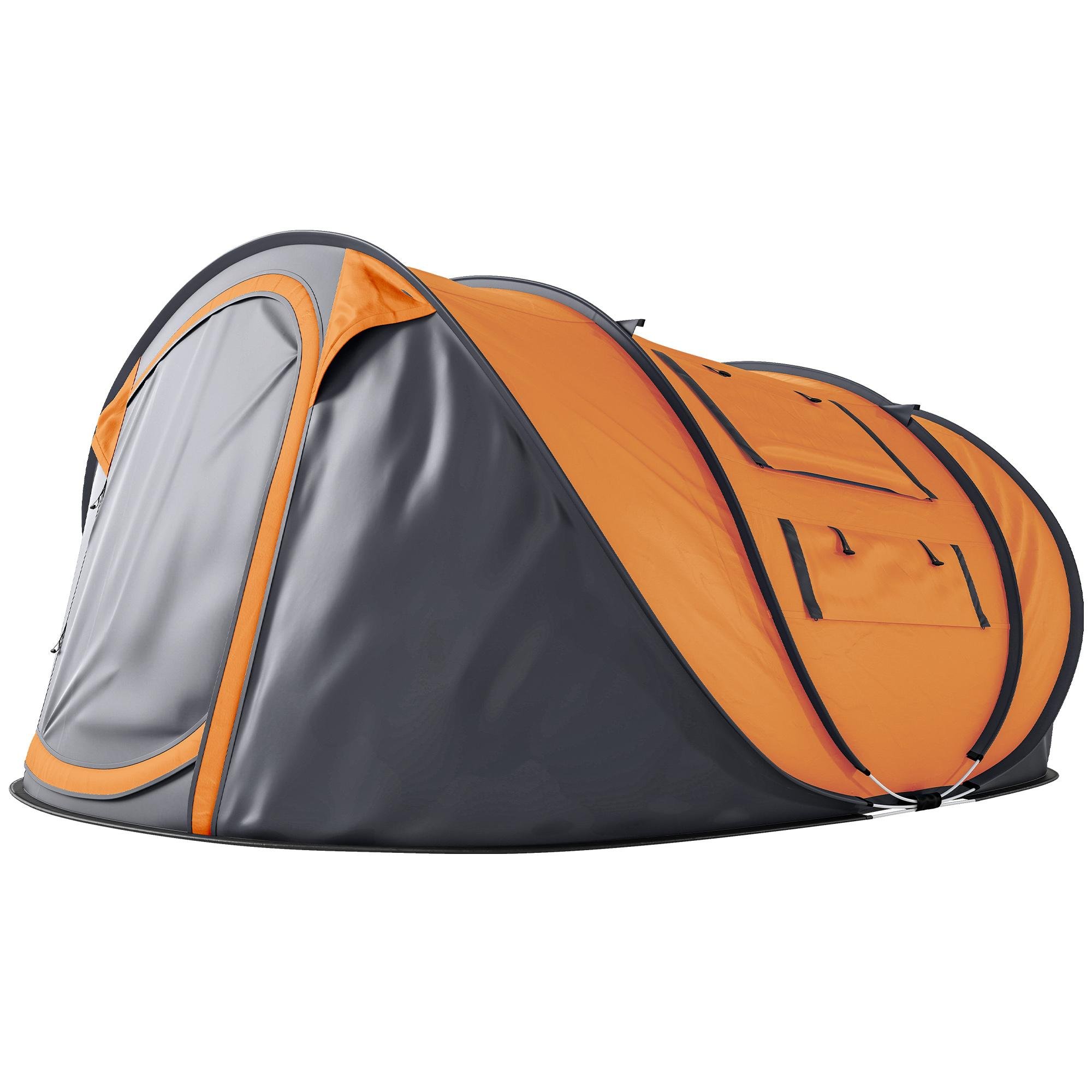 Orange 3 Person Pop-Up Tent with Pre-Assembled Poles