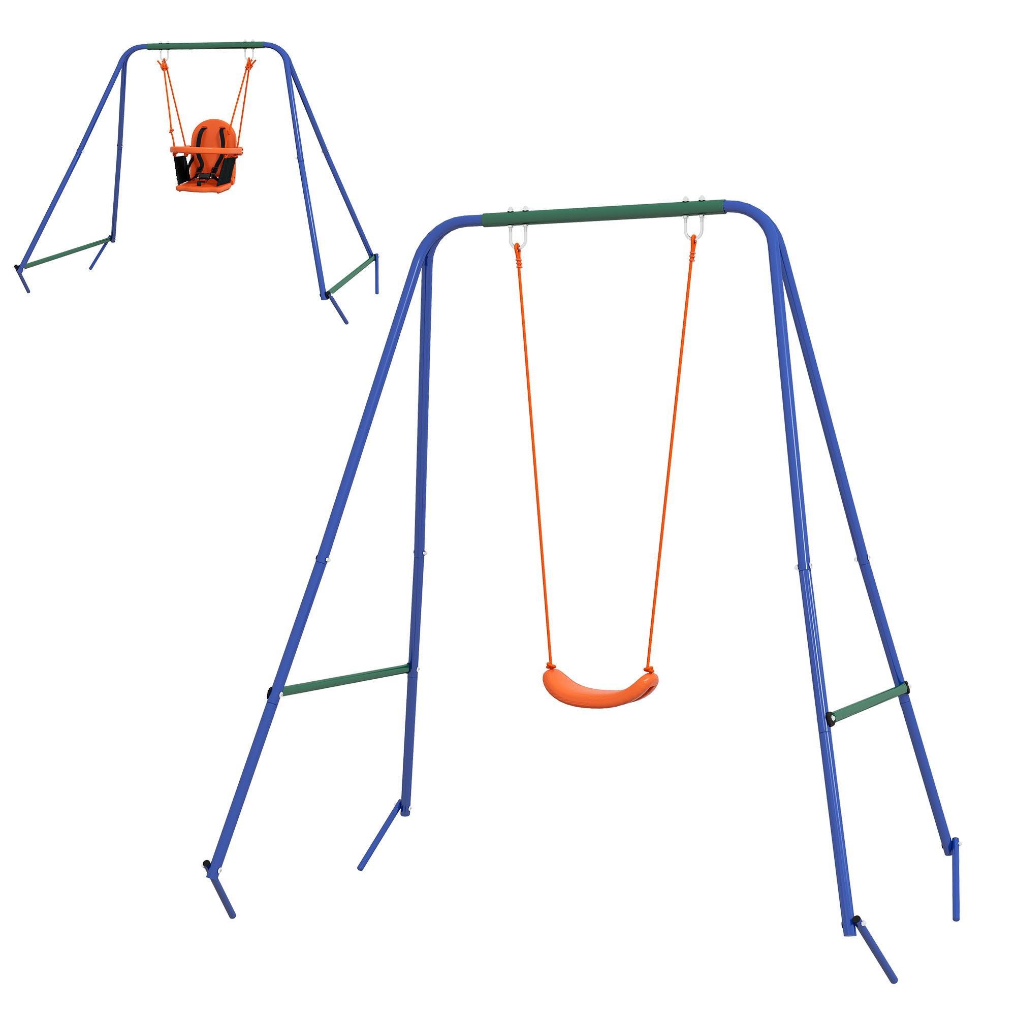 Orange A Frame Kids Swing with Baby and Kids Seats