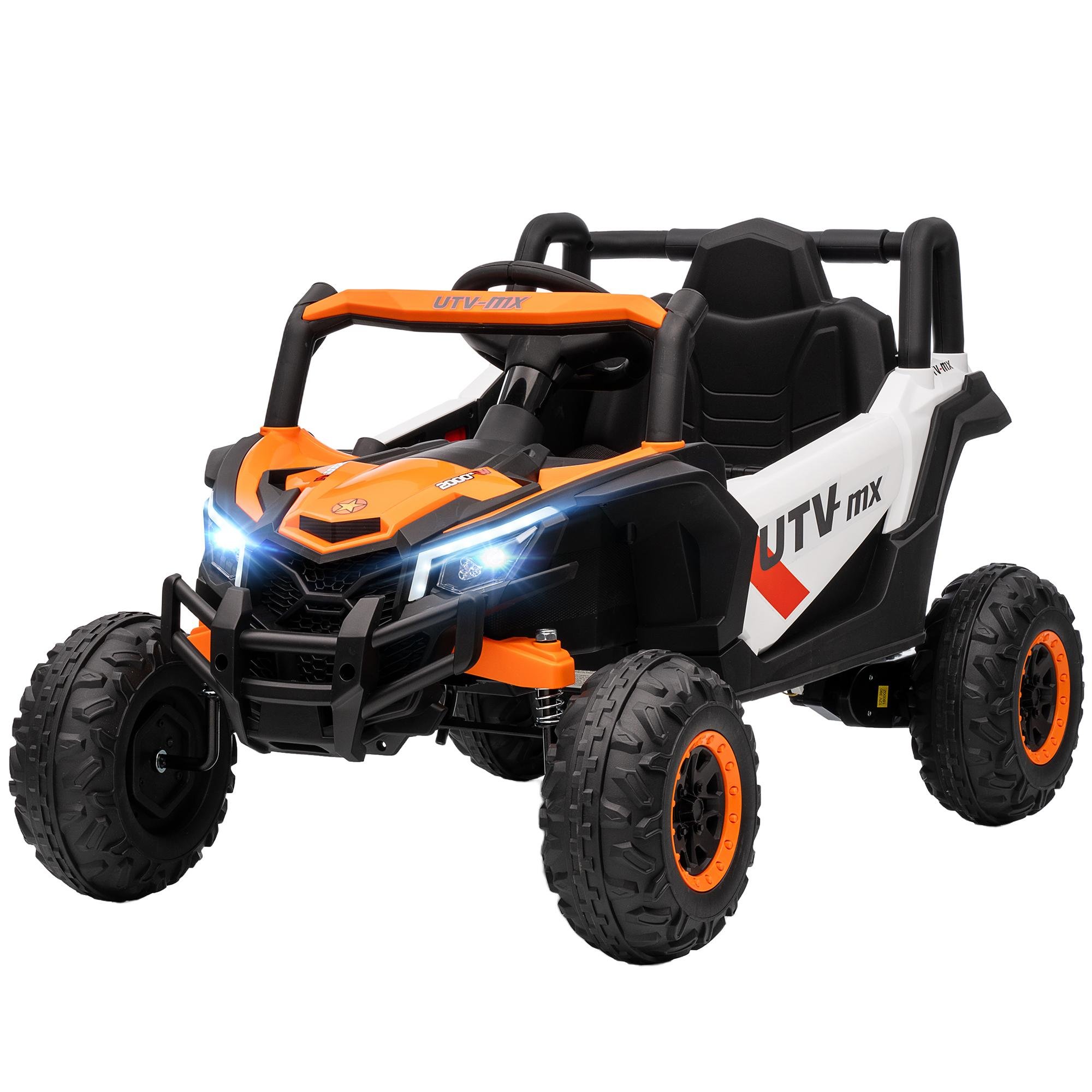 Orange 12V Remote Kids UTV with Dual-Motor Drive