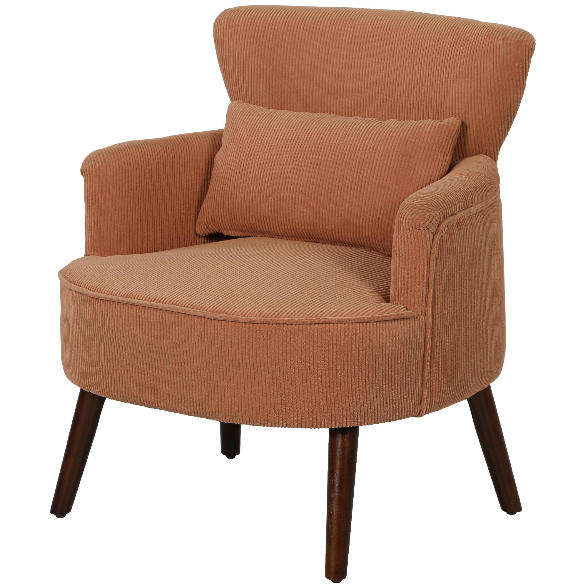 Orange Corduroy Accent Chair with Thick Seat Cushion