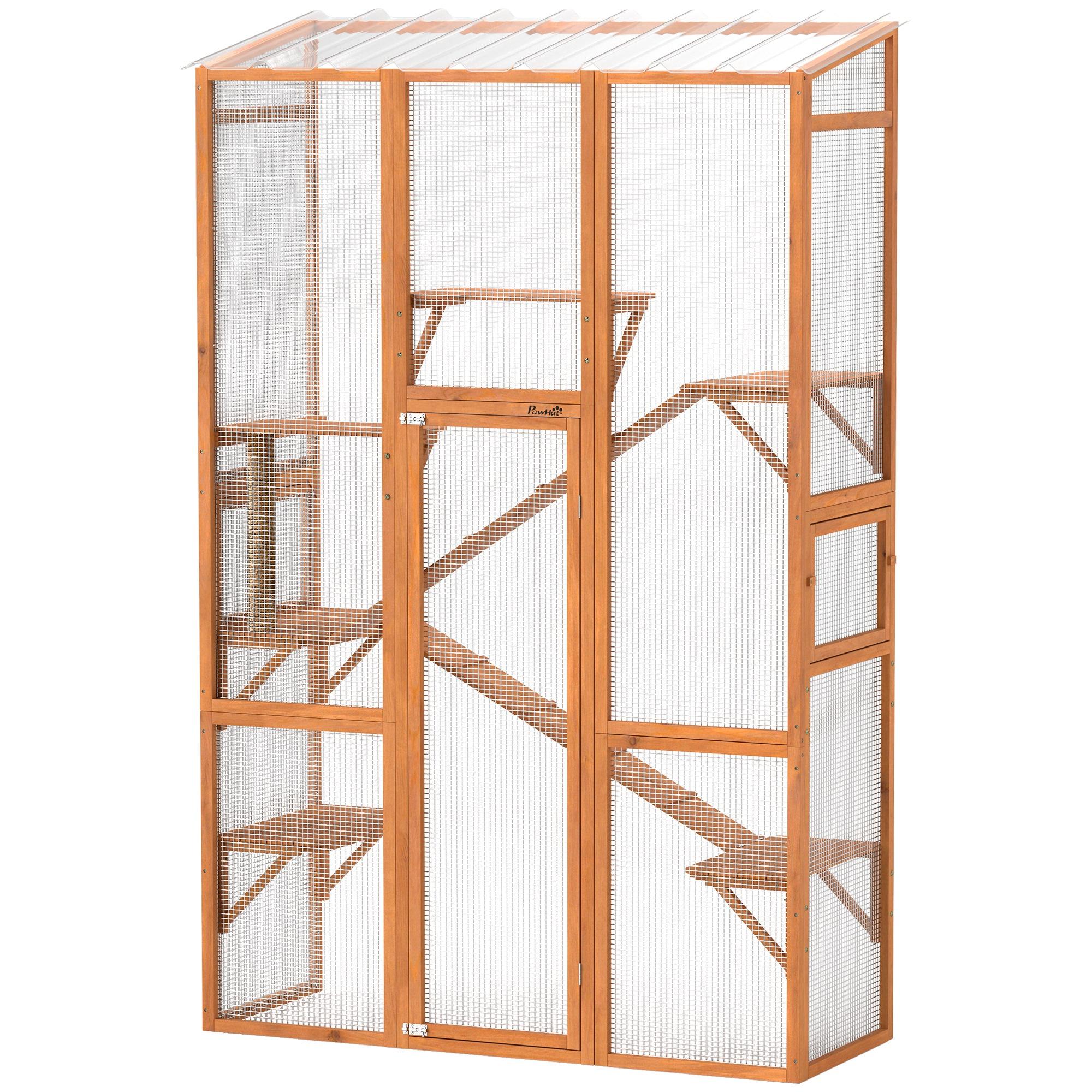 Orange Fir Multi-Level Catio with Six Platforms