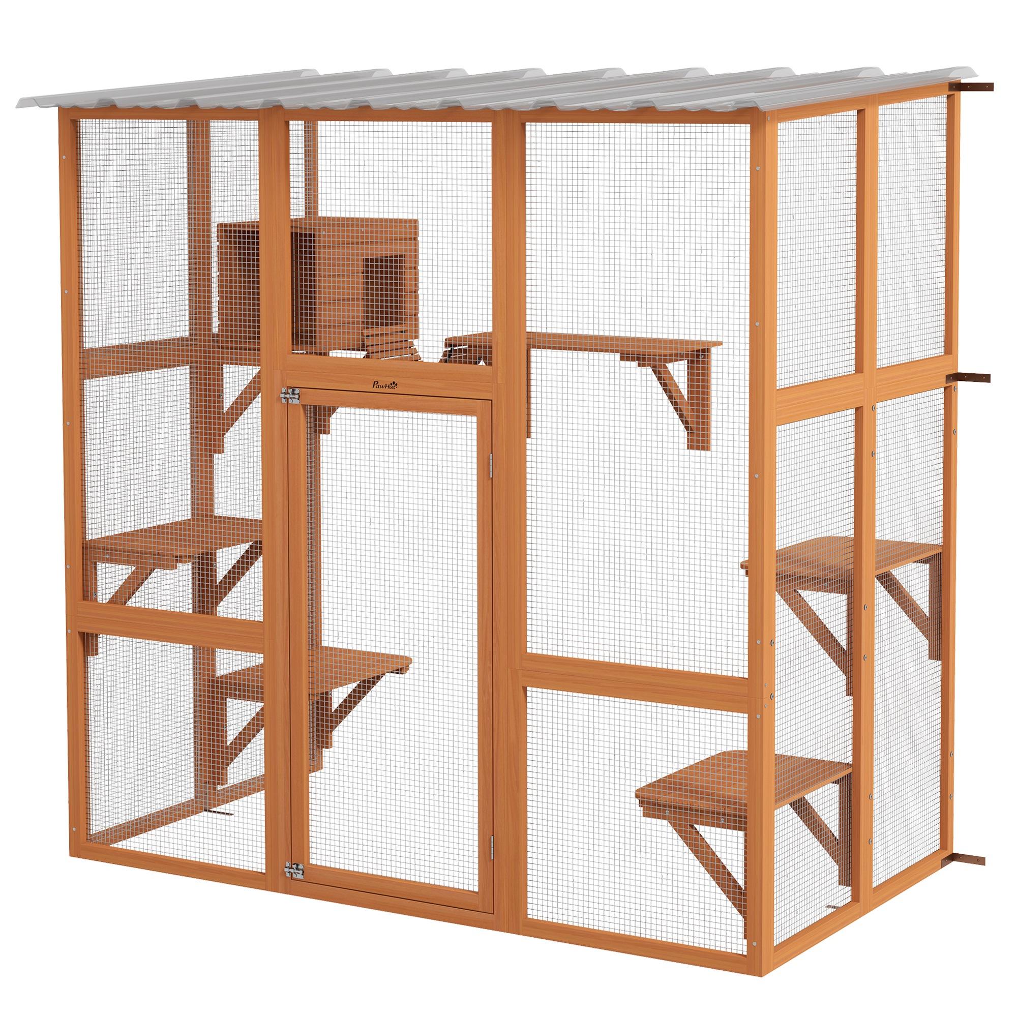 Orange Fir Catio with Roof and Platforms