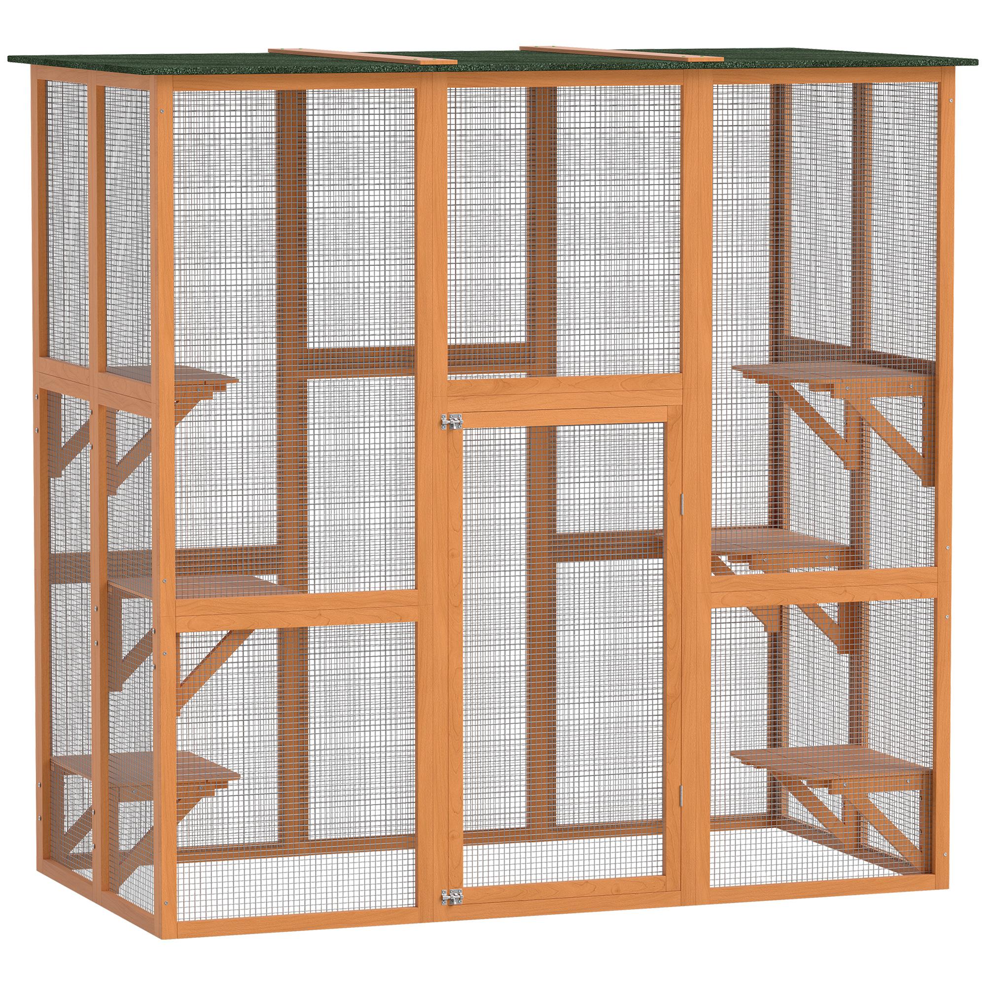Orange Fir Cat Patio with 6 Platforms, 180 cm
