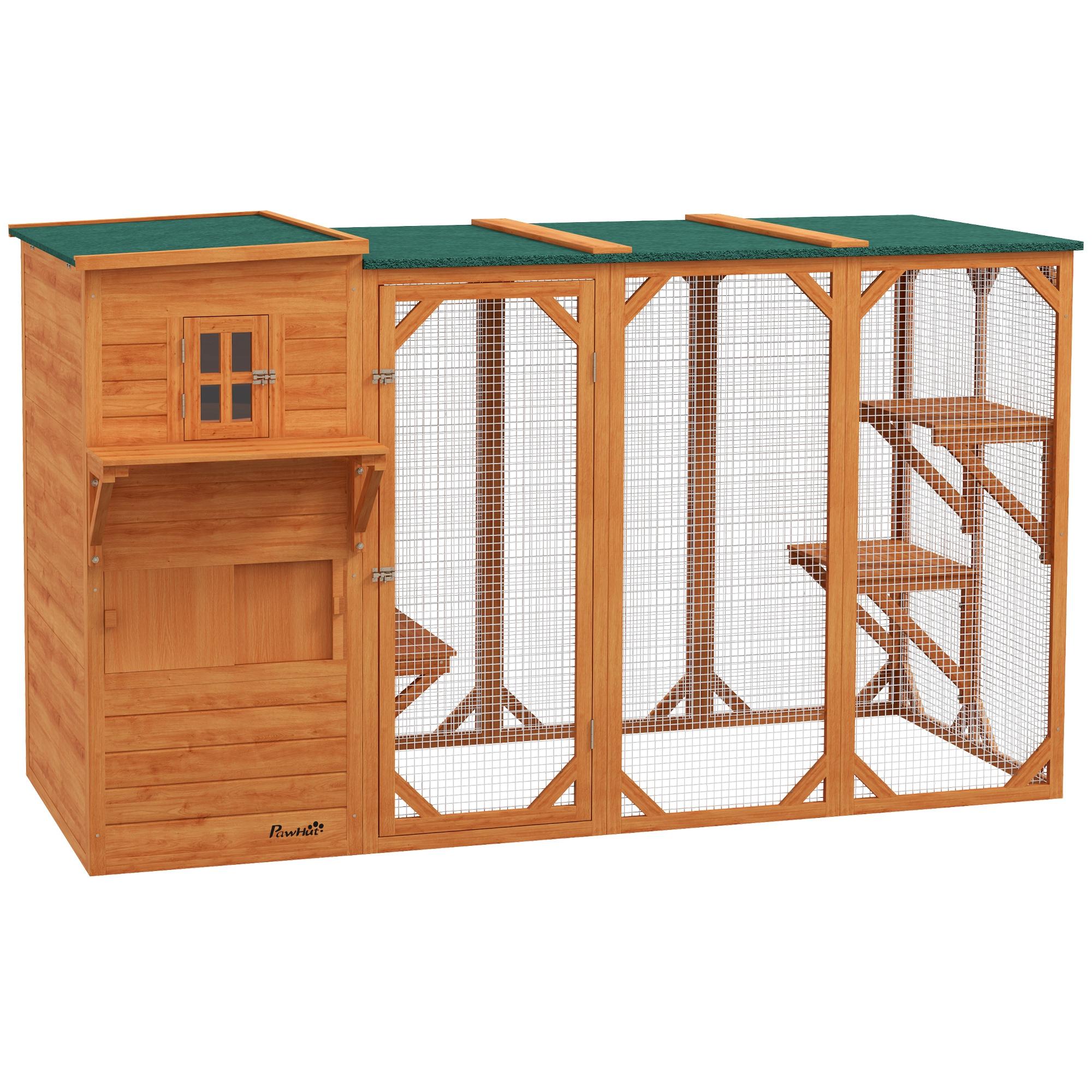 Orange Fir Catio Enclosure with Platforms, 76 in